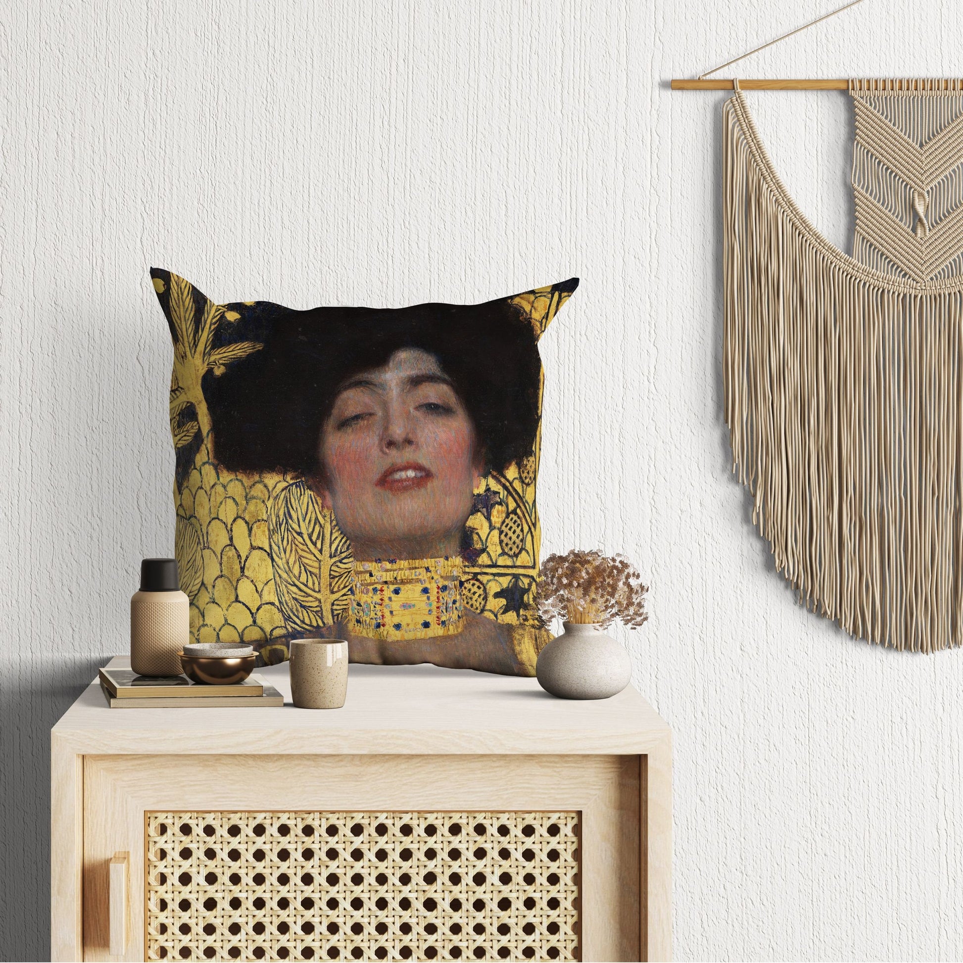 Gustav Klimt Famous Painting Judith, Throw Pillow Cover, Abstract Pillow, Art Pillow, Gold, Art Nouveau Pillow, Square Pillow