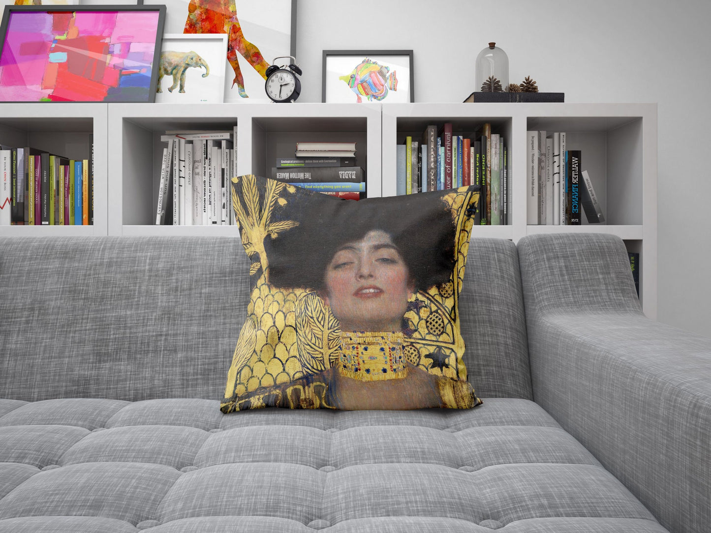 Gustav Klimt Famous Painting Judith, Throw Pillow Cover, Abstract Pillow, Art Pillow, Gold, Art Nouveau Pillow, Square Pillow