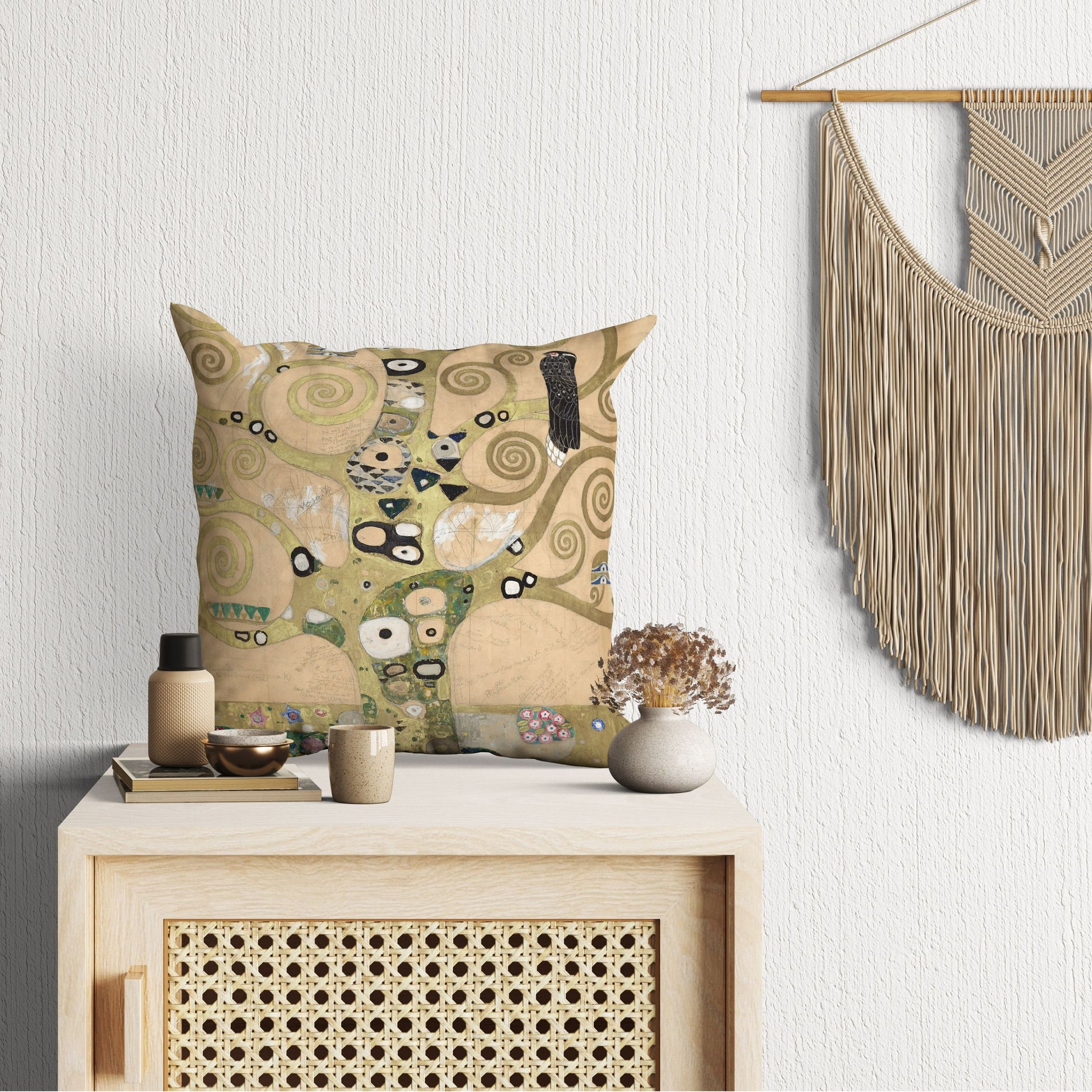 Gustav Klimt Famous Painting Tree Of Life, Pillow Case, Abstract Throw Pillow, Art Pillow, Gold, Contemporary Pillow, Large Pillow Cases