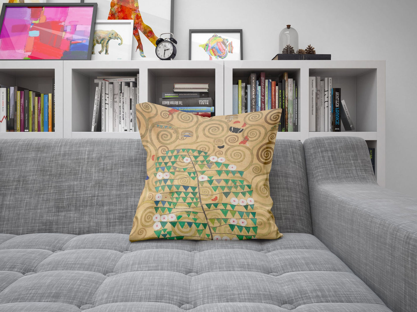 Gustav Klimt Famous Painting Rosebush, Pillow Case, Abstract Pillow, Designer Pillow, Gold, Contemporary Pillow, Large Pillow Cases