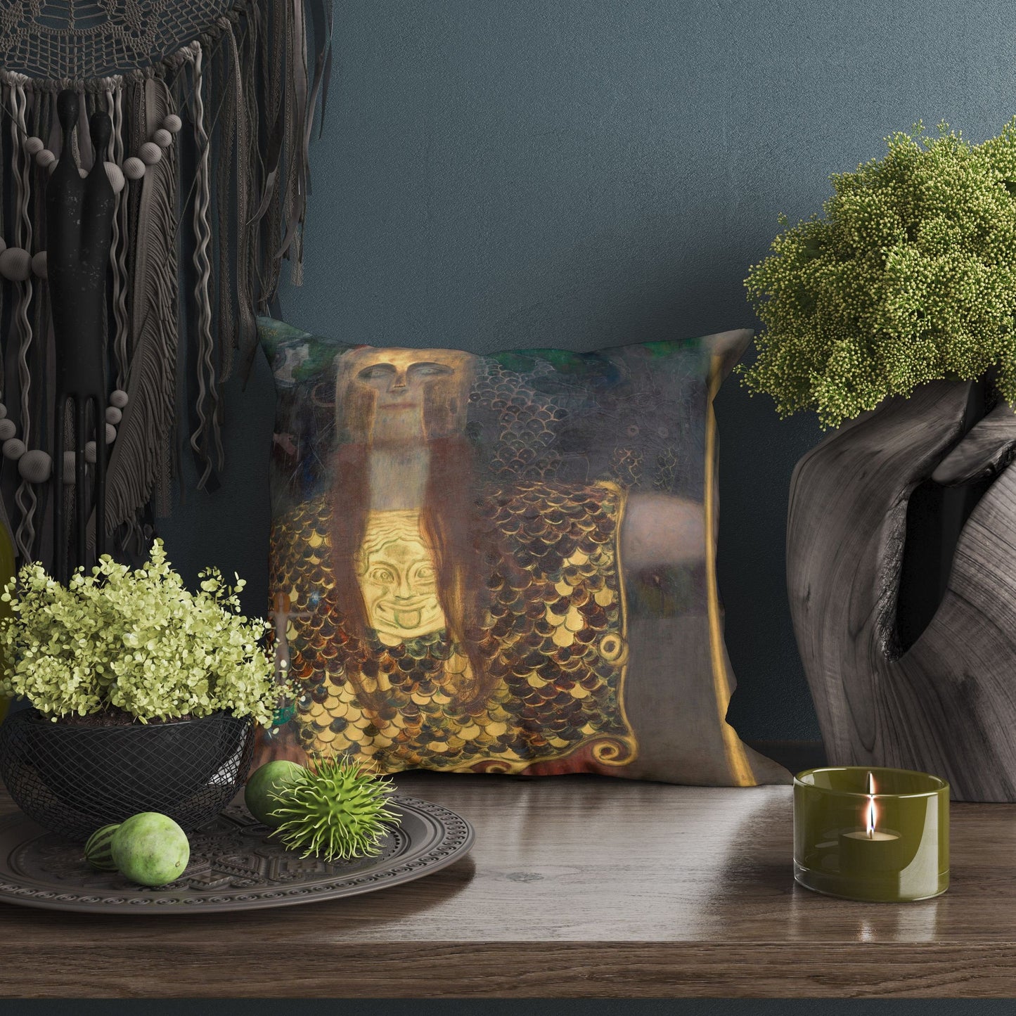 Gustav Klimt Famous Painting Pallas Athene, Decorative Pillow, Abstract Throw Pillow Cover, Art Pillow, Contemporary Pillow, Square Pillow