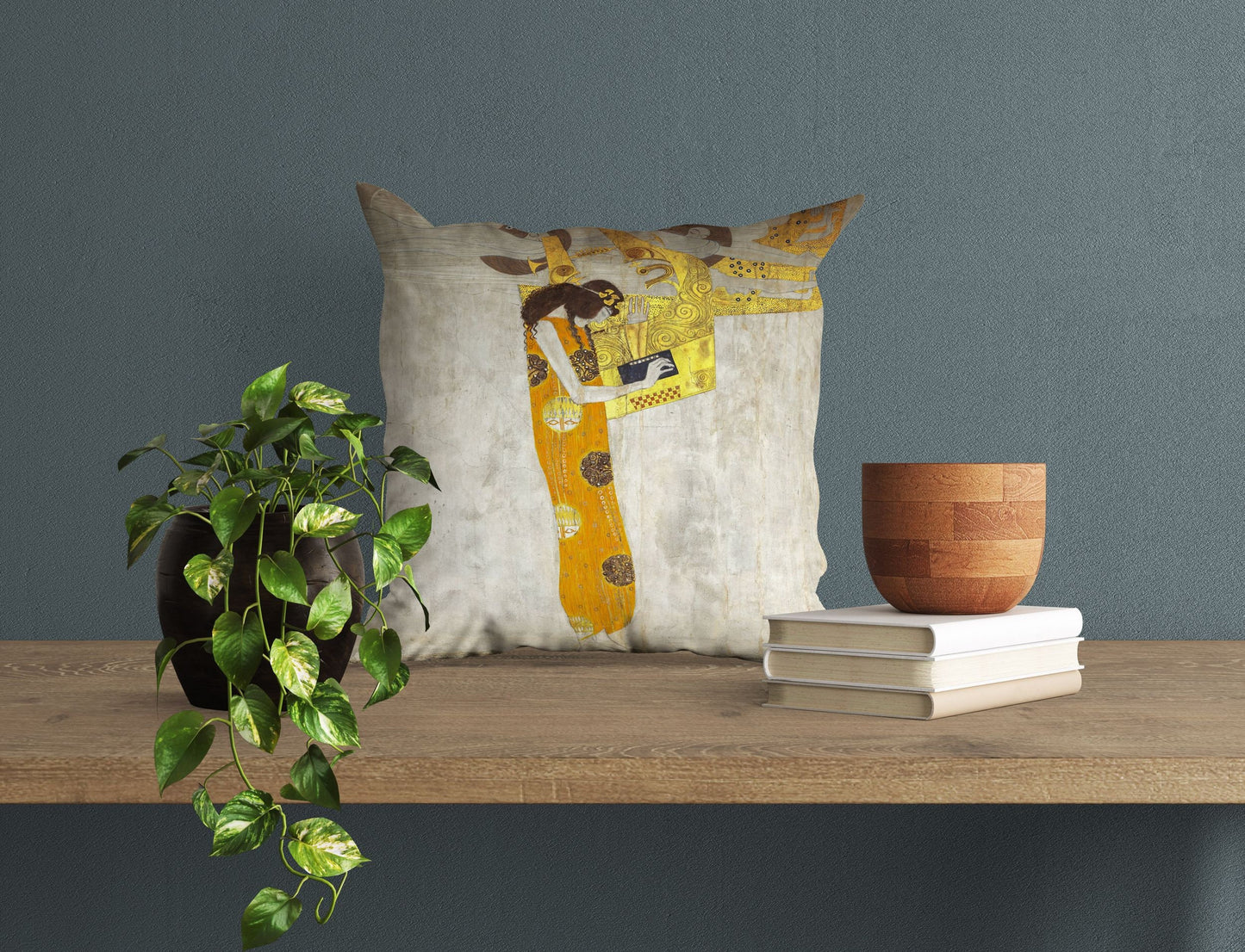 Gustav Klimt Famous Painting The Beethoven Frieze, Tapestry Pillows, Abstract Pillow, Art Pillow, Gold, Modern Pillow, Square Pillow