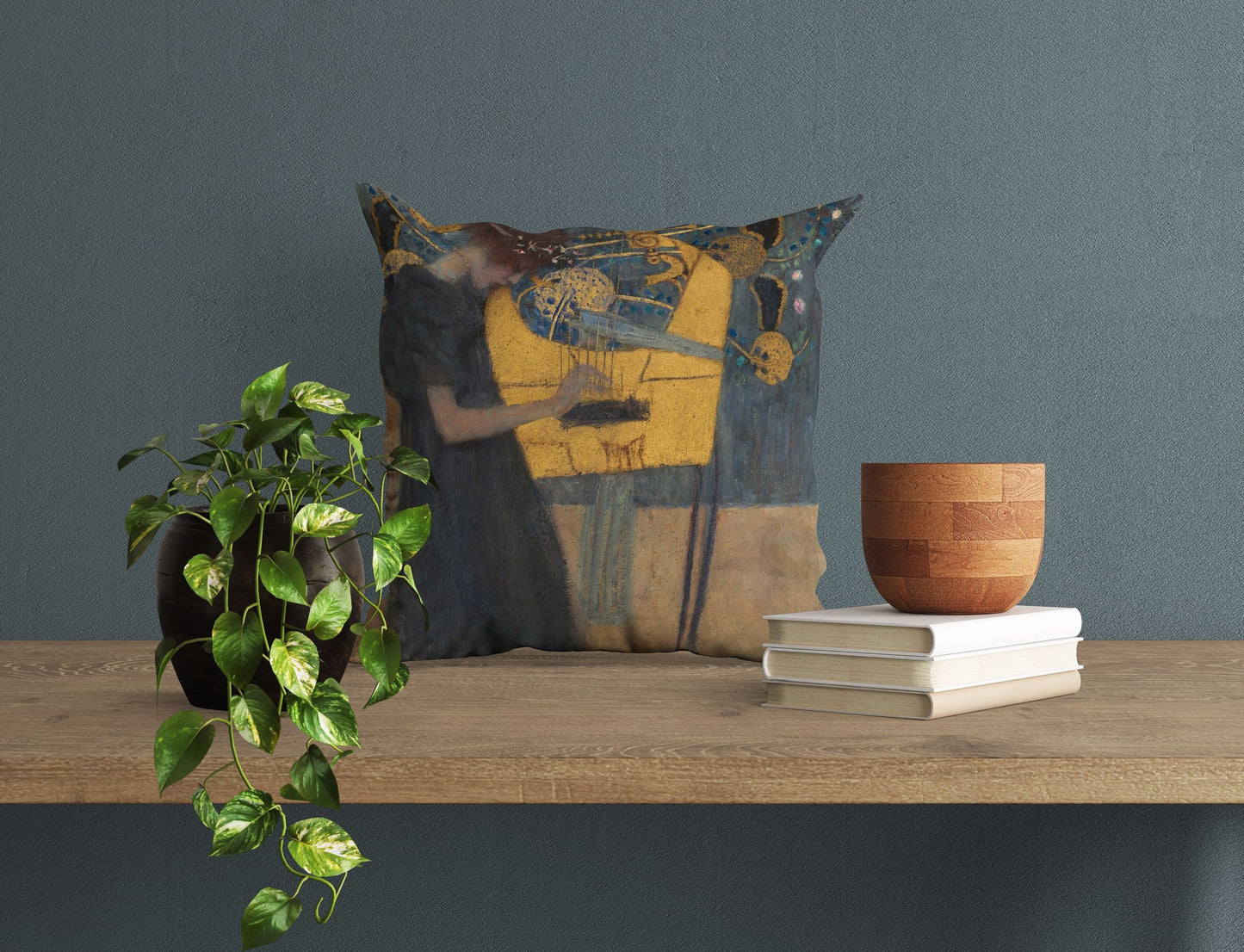 Gustav Klimt Famous Painting Music, Throw Pillow Cover, Abstract Pillow, Artist Pillow, Gold, Contemporary Pillow, Square Pillow