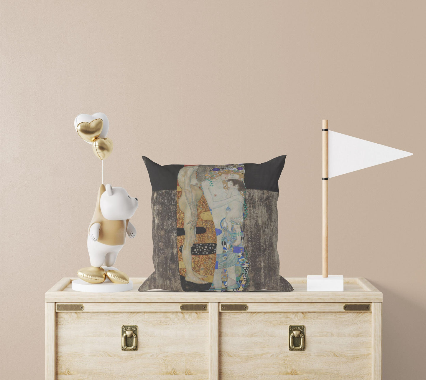 Gustav Klimt Famous Painting The Three Ages Of Woman, Throw Pillow, Abstract Throw Pillow, Artist Pillow, Gold, Art Nouveau Pillow
