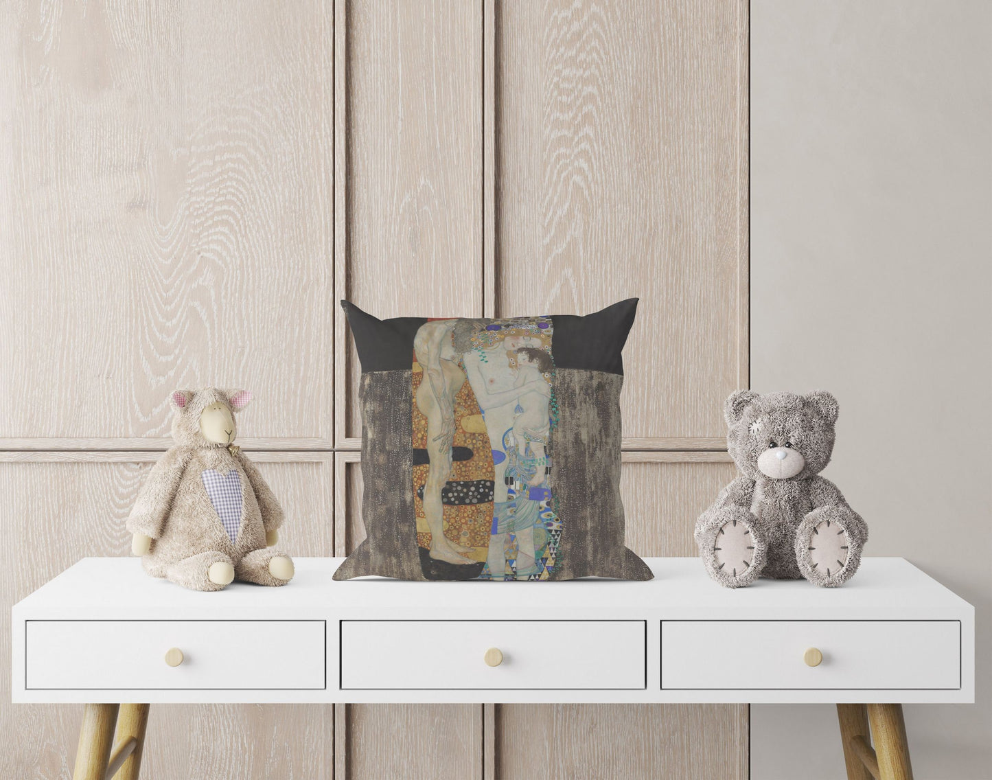 Gustav Klimt Famous Painting The Three Ages Of Woman, Throw Pillow, Abstract Throw Pillow, Artist Pillow, Gold, Art Nouveau Pillow