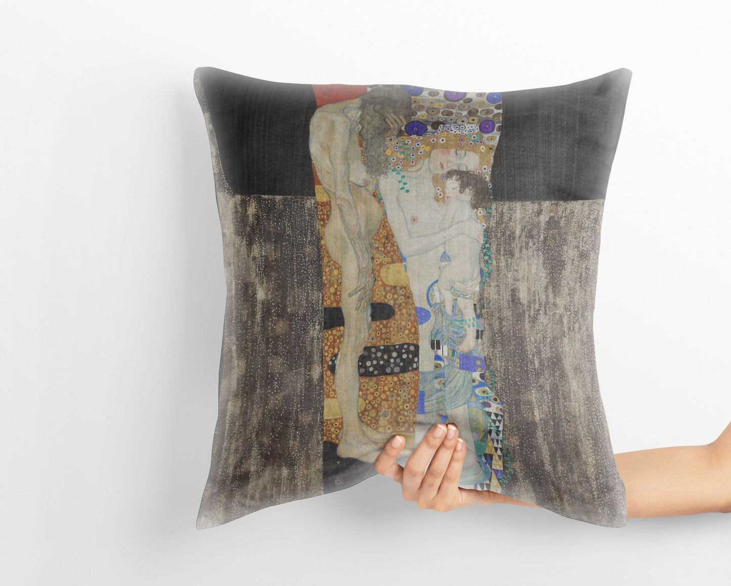 Gustav Klimt Famous Painting The Three Ages Of Woman, Throw Pillow, Abstract Throw Pillow, Artist Pillow, Gold, Art Nouveau Pillow