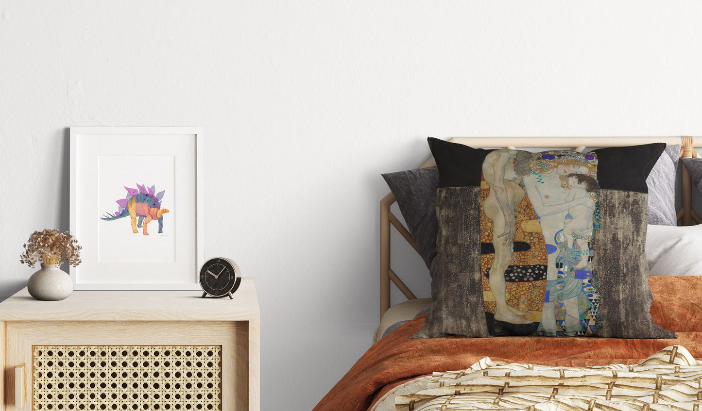 Gustav Klimt Famous Painting The Three Ages Of Woman, Throw Pillow, Abstract Throw Pillow, Artist Pillow, Gold, Art Nouveau Pillow