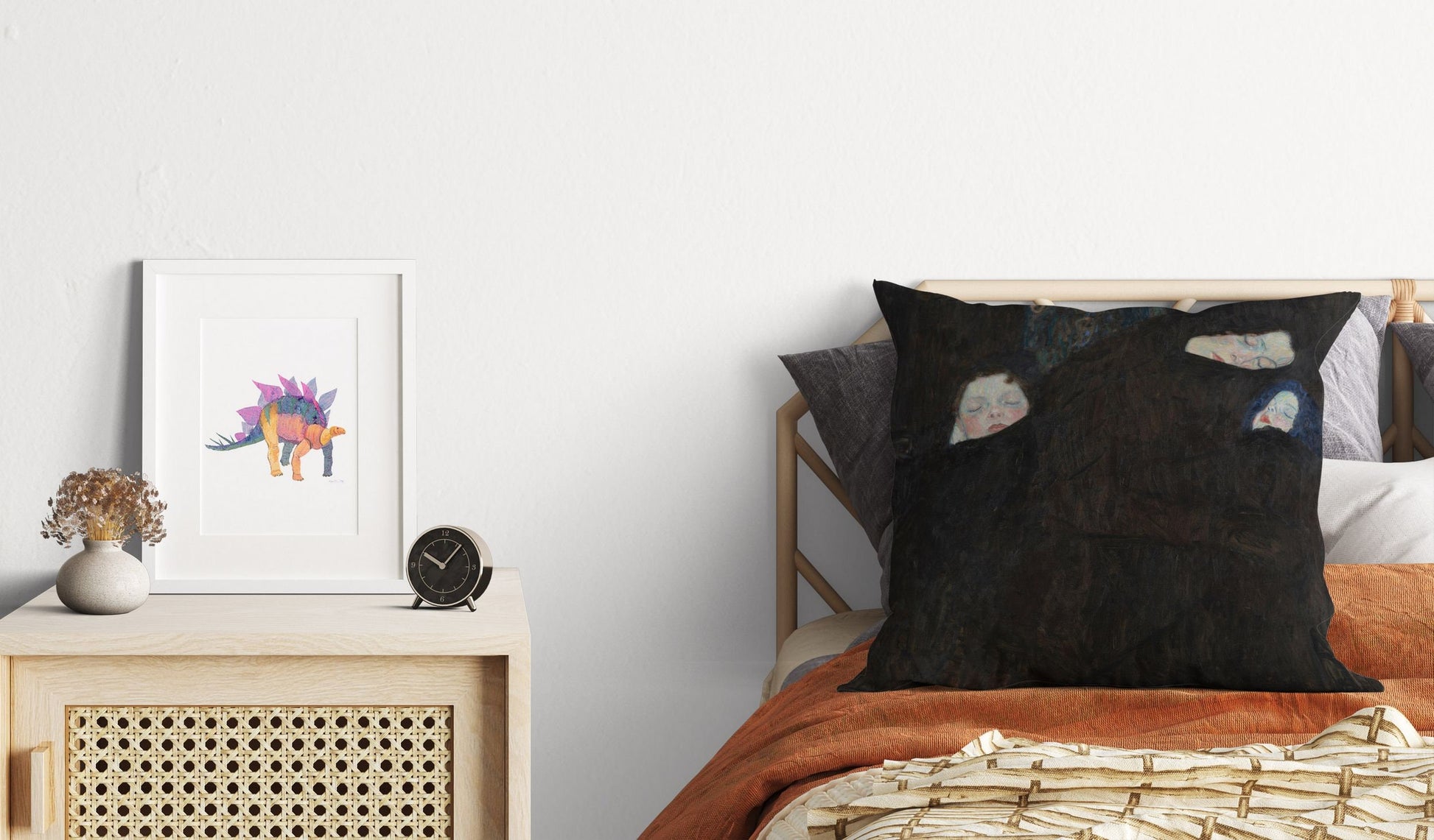 Gustav Klimt Famous Painting Mother With Two Children (Family), Pillow Case, Abstract Throw Pillow, Artist Pillow, Large Pillow Cases
