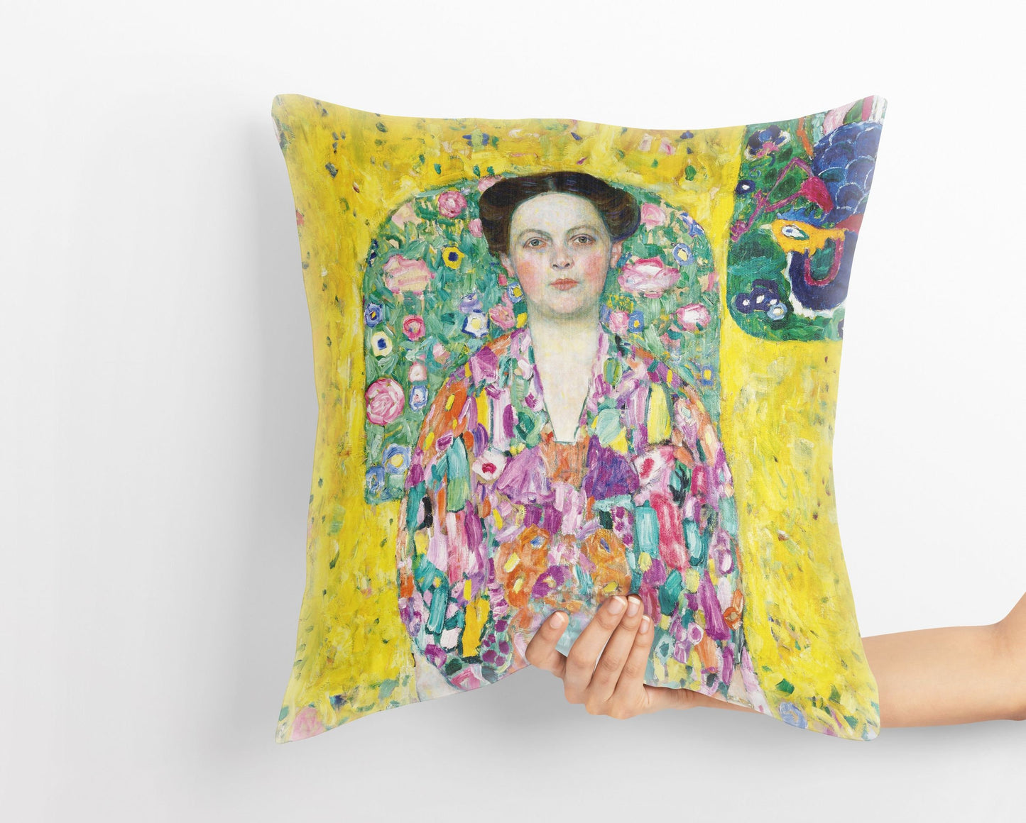 Gustav Klimt Famous Painting Portrait Of Eugenia Primavesi, Tapestry Pillows, Abstract Pillow, Artist Pillow, Colorful Pillow Case
