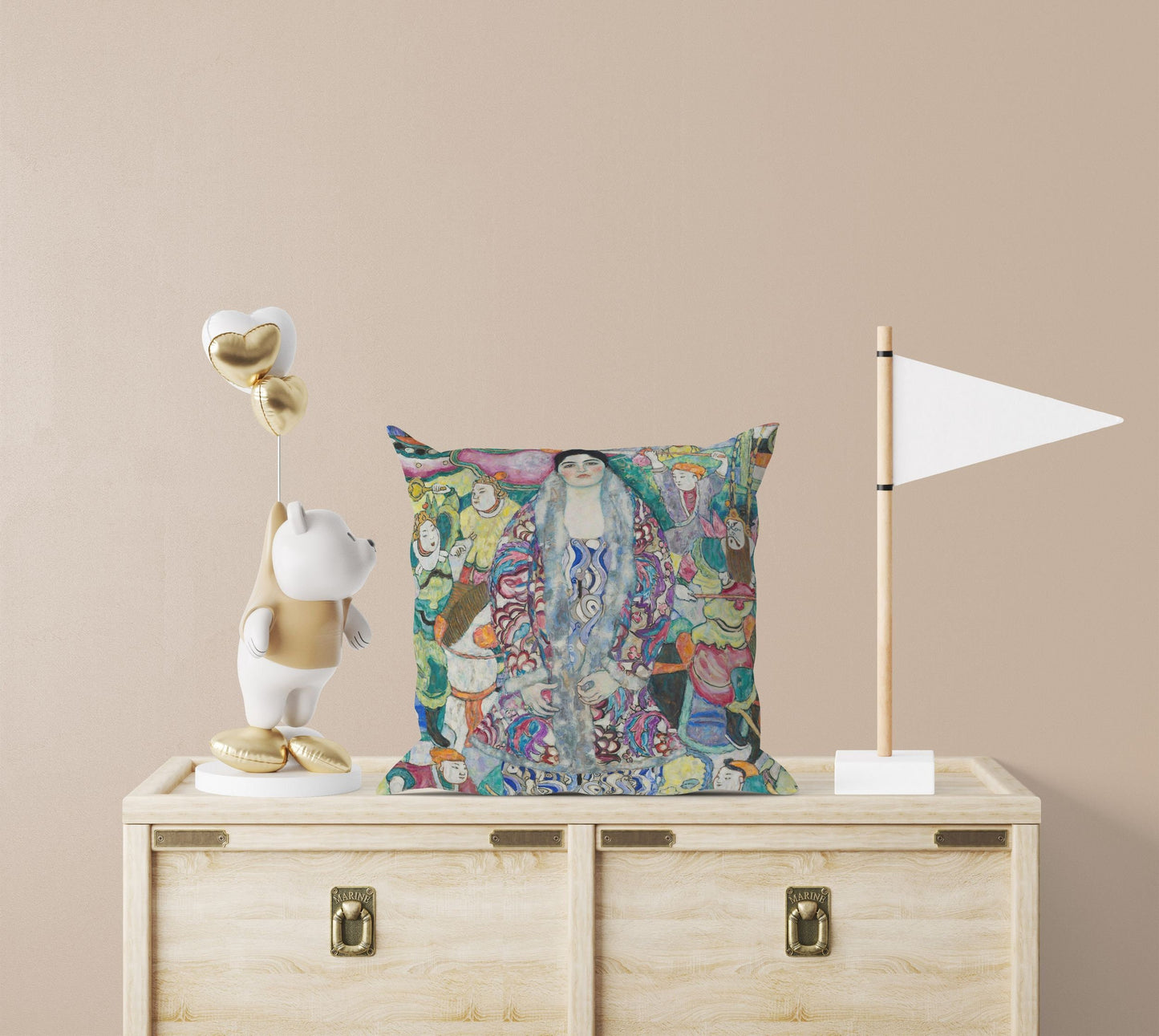 Gustav Klimt Famous Painting Portrait Of Friedericke Maria Beer, Throw Pillow, Abstract Throw Pillow Cover, Designer Pillow, Abstract Decor