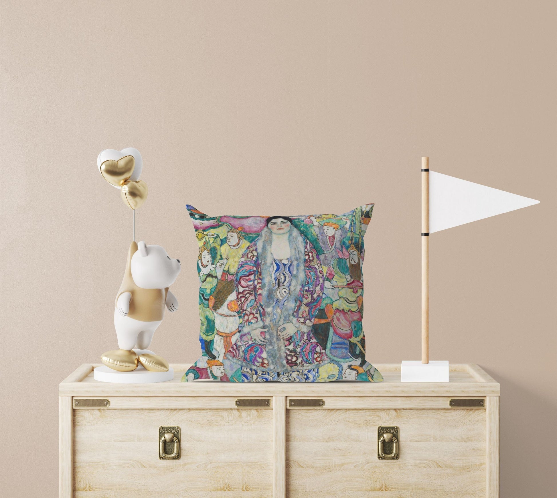 Gustav Klimt Famous Painting Portrait Of Friedericke Maria Beer, Throw Pillow, Abstract Throw Pillow Cover, Designer Pillow, Abstract Decor