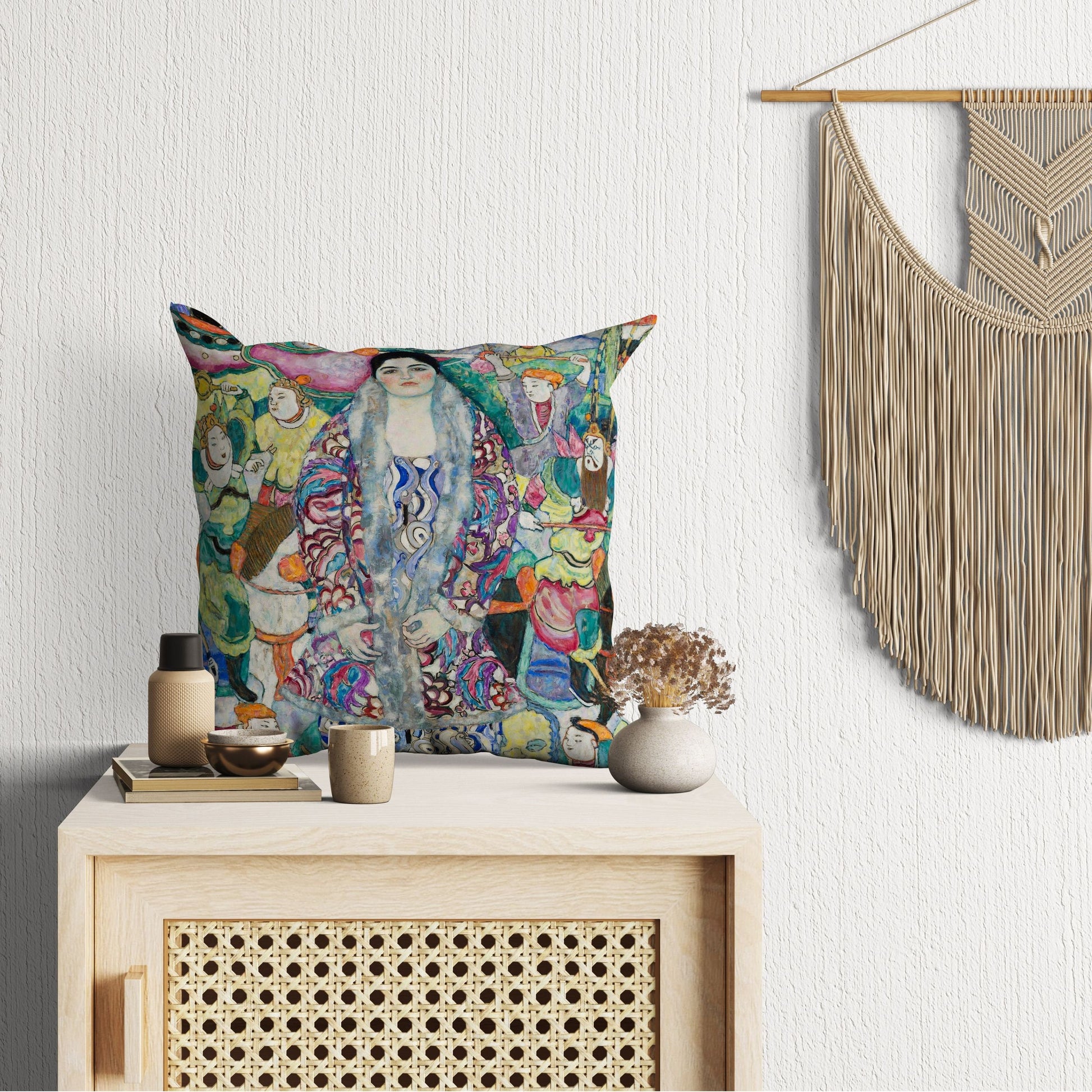 Gustav Klimt Famous Painting Portrait Of Friedericke Maria Beer, Throw Pillow, Abstract Throw Pillow Cover, Designer Pillow, Abstract Decor