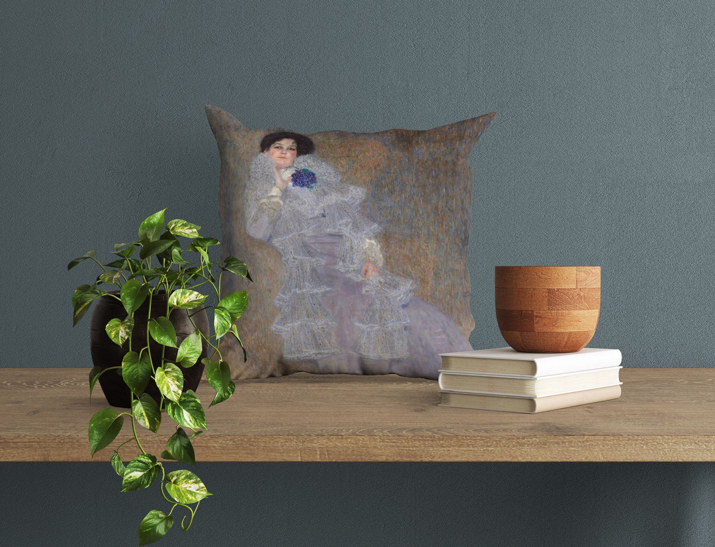 Gustav Klimt Famous Painting Portrait Of Marie Henneberg, Decorative Pillow, Abstract Throw Pillow Cover, Artist Pillow, Purple