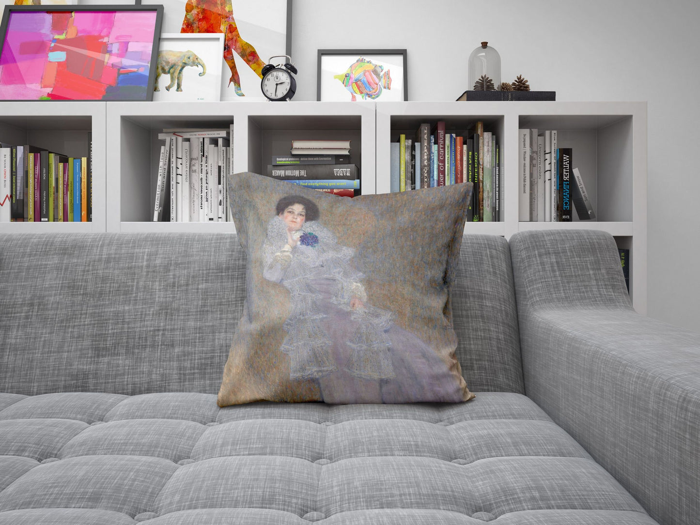 Gustav Klimt Famous Painting Portrait Of Marie Henneberg, Decorative Pillow, Abstract Throw Pillow Cover, Artist Pillow, Purple