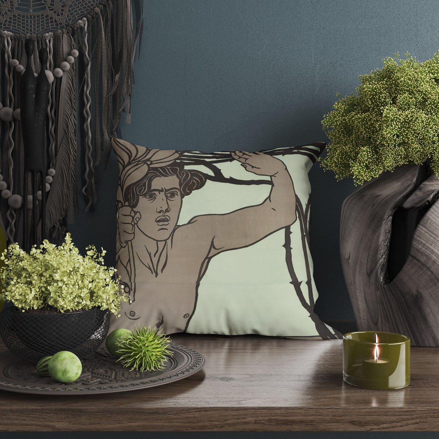 Poster For The 7Th Exhibition Of The Vienna Secession, Tapestry Pillows, Abstract Throw Pillow Cover, Designer Pillow, Contemporary Pillow
