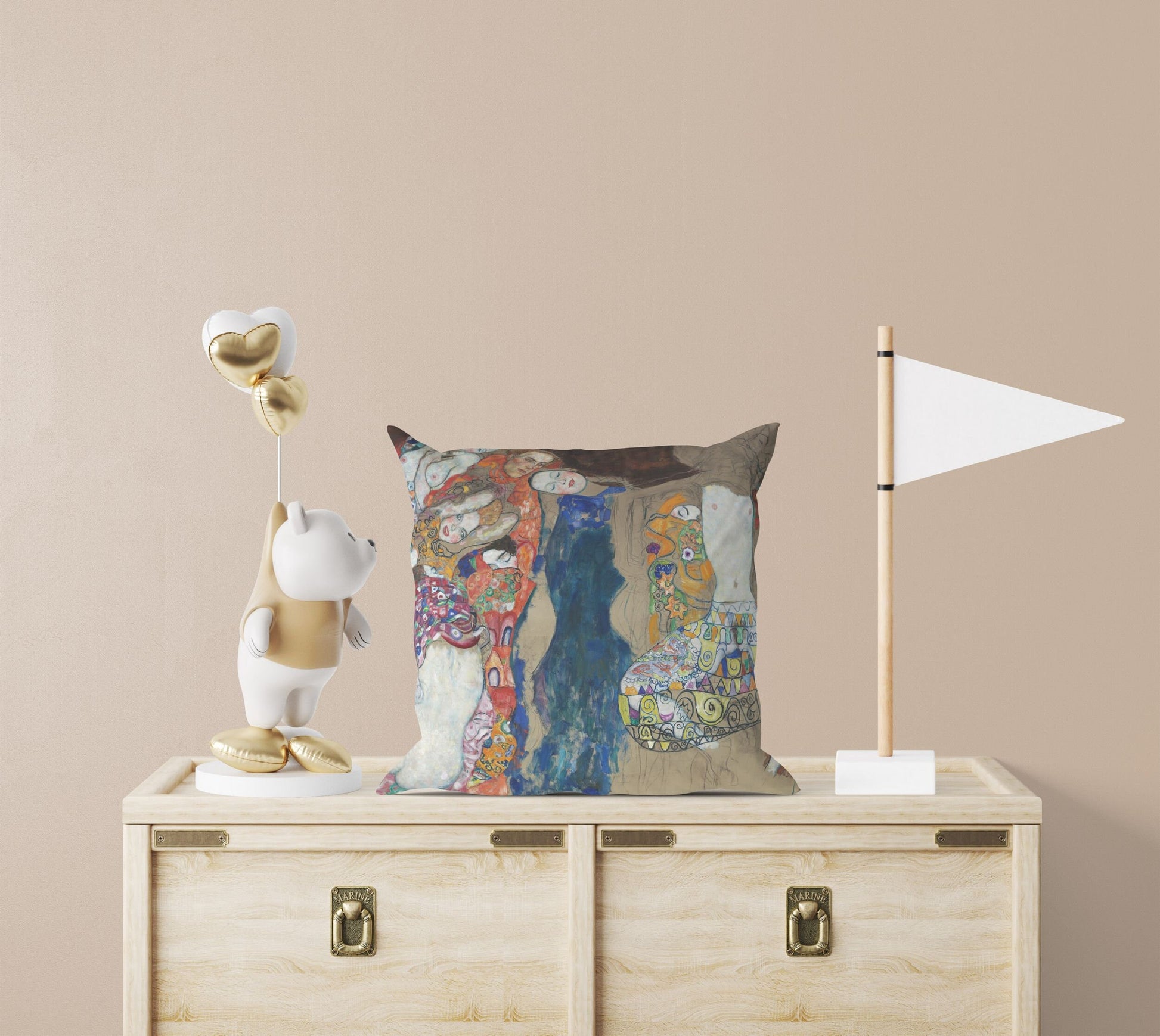 Gustave Klimt The Bride, Throw Pillow, Abstract Throw Pillow, Soft Pillow Cases, Colorful Pillow Case, Contemporary Pillow, Square Pillow