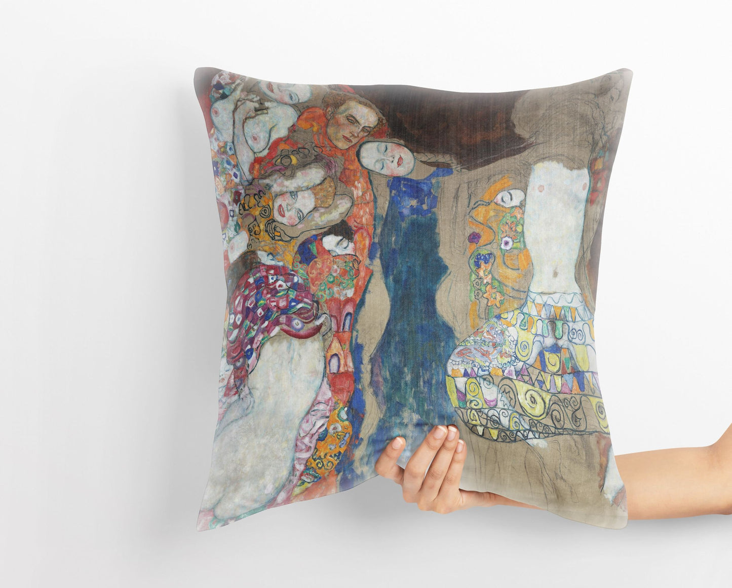 Gustave Klimt The Bride, Throw Pillow, Abstract Throw Pillow, Soft Pillow Cases, Colorful Pillow Case, Contemporary Pillow, Square Pillow