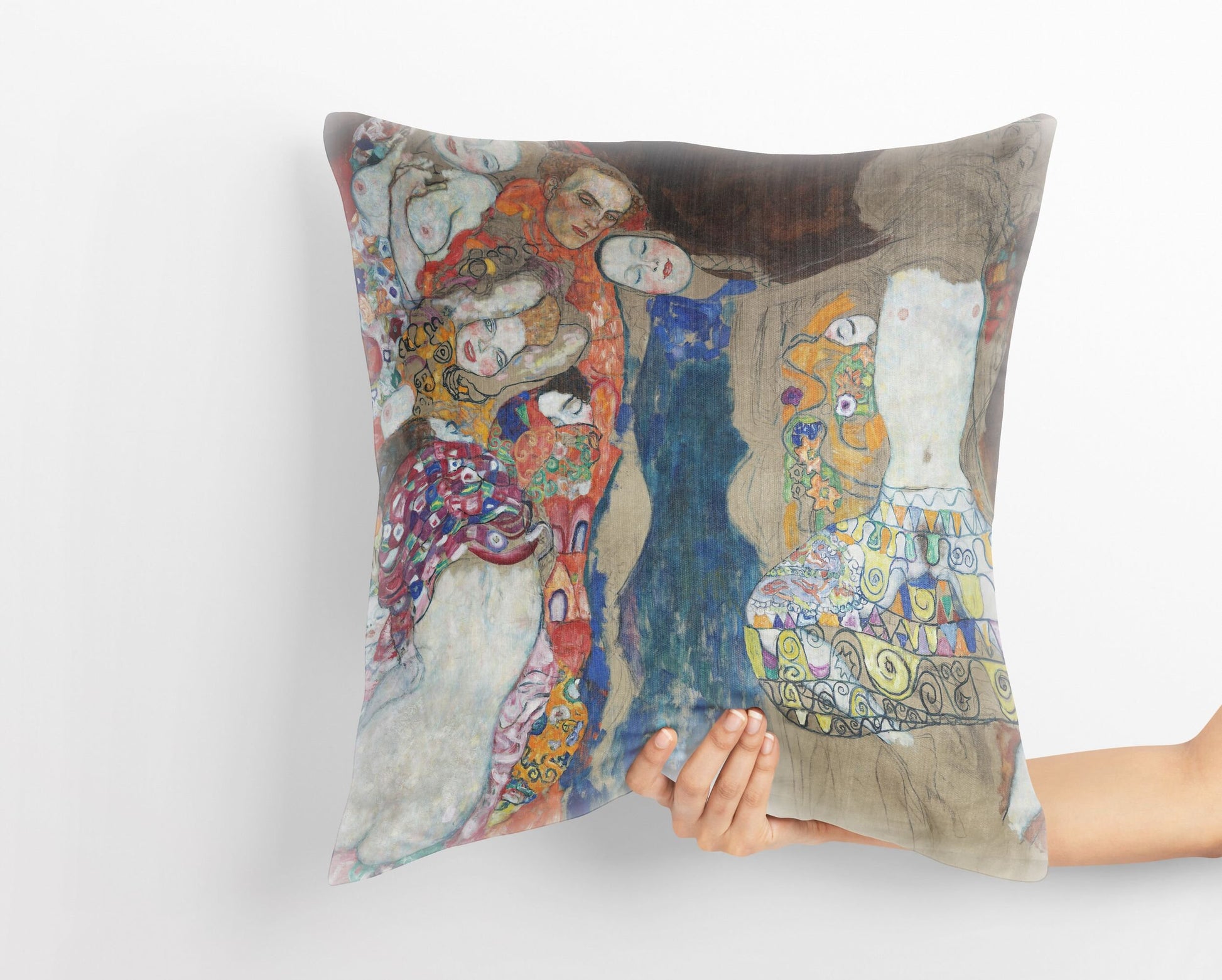 Gustave Klimt The Bride, Throw Pillow, Abstract Throw Pillow, Soft Pillow Cases, Colorful Pillow Case, Contemporary Pillow, Square Pillow