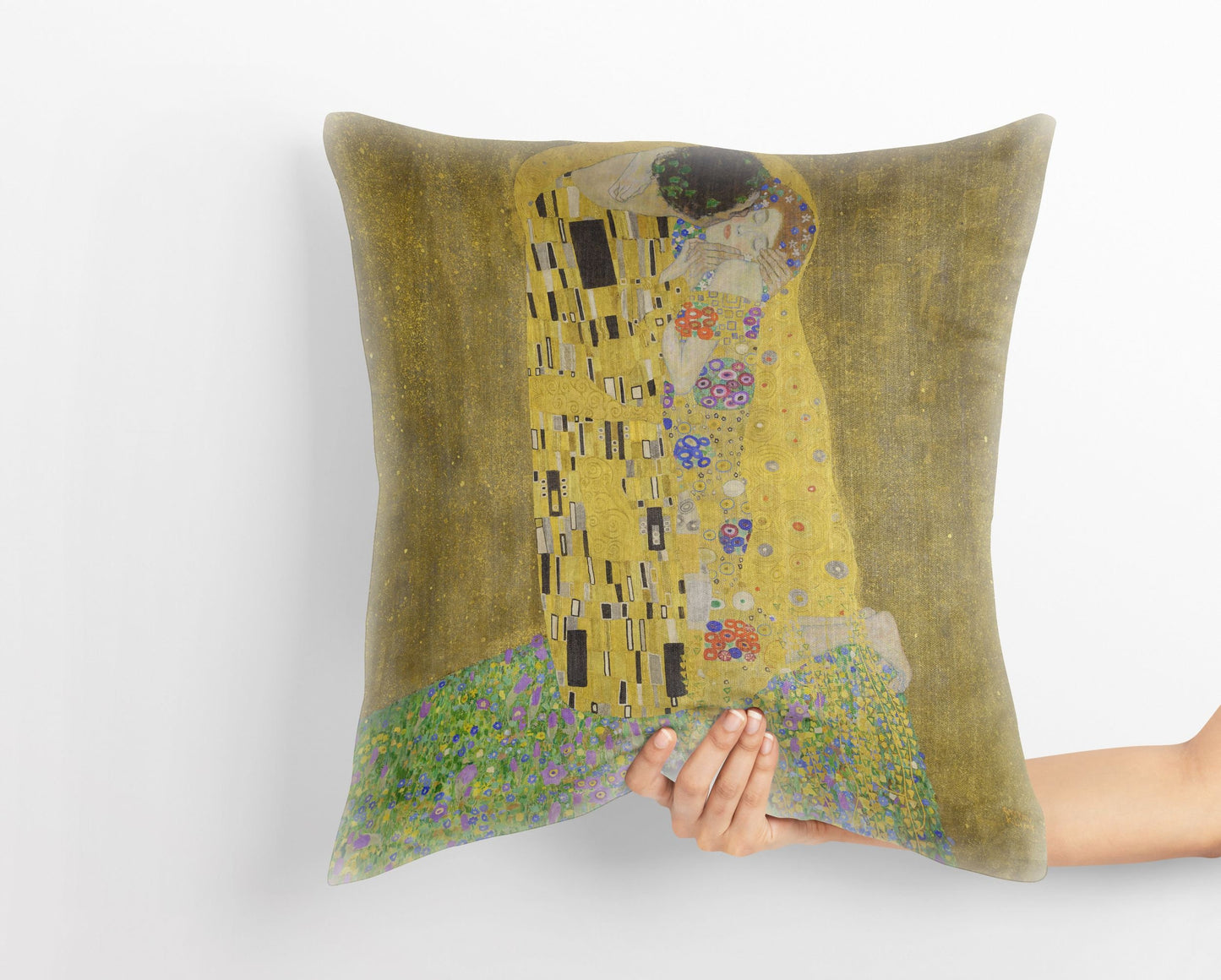 Gustave Klimt The Kiss, Decorative Pillow, Abstract Pillow, Designer Pillow, Colorful Pillow Case, Contemporary Pillow, 22X22 Pillow Cover