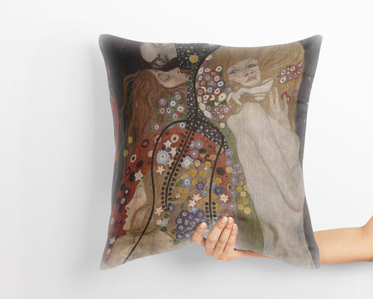 Gustave Klimt Watersnakes II Abstract Pillow, Art Pillow, Colorful Pillow Case, Modern Pillow, Square Pillow, Indoor Pillow Cases