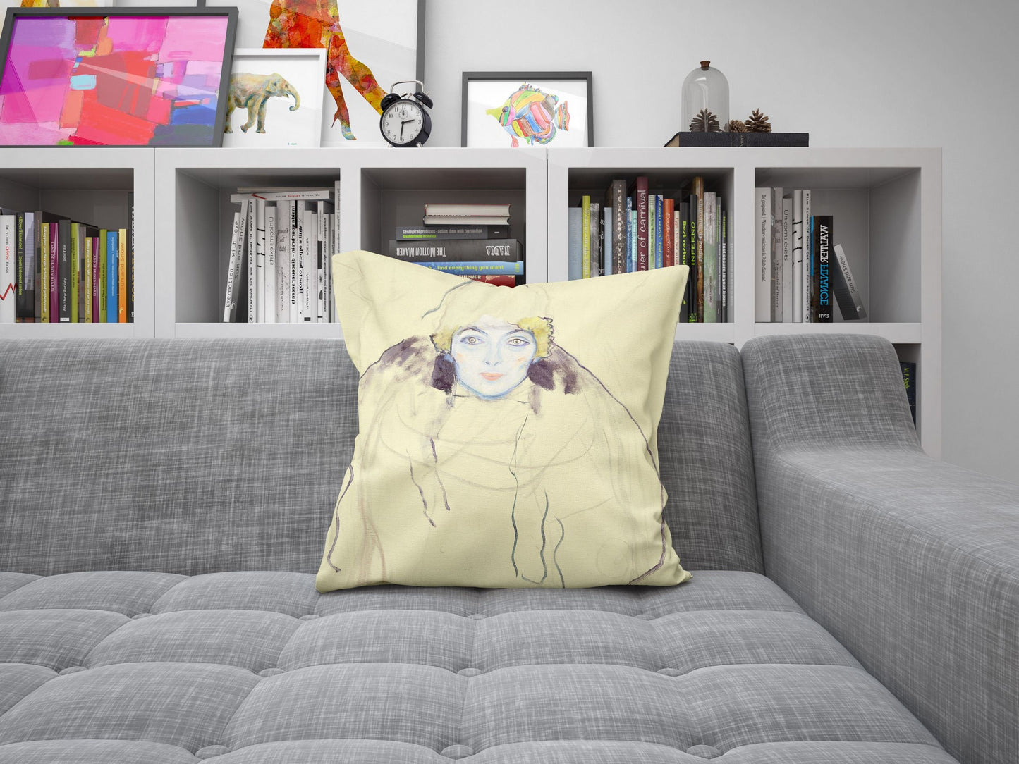 Gustave Klimt Woman'S Head, Throw Pillow, Abstract Pillow, Designer Pillow, Bright Yellow Pillow, Art Nouveau Pillow, Large Pillow Cases