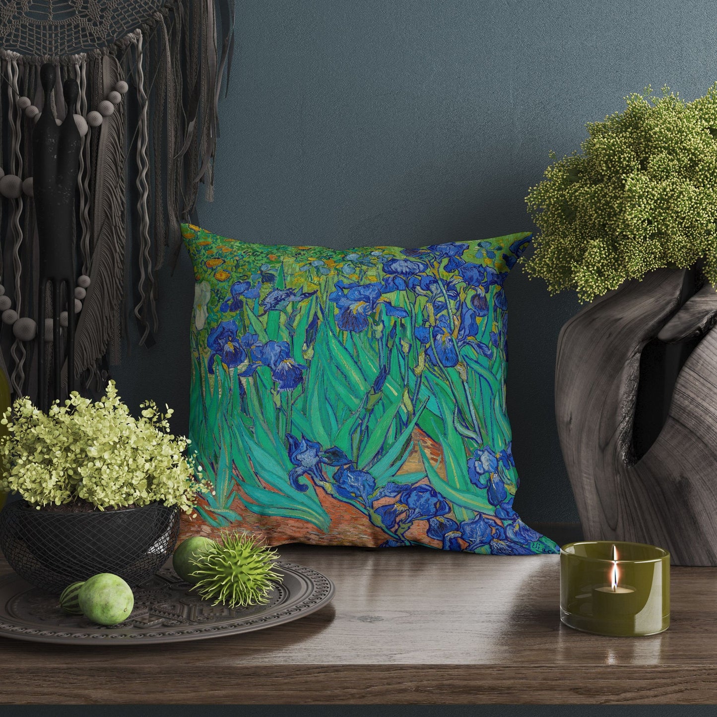 Vincent Van Gogh Irises Famous Art Decorative Pillow, Abstract Pillow, Soft Pillow Cases, Green Pillow Cases, Farmhouse Pillow, Holiday Gift