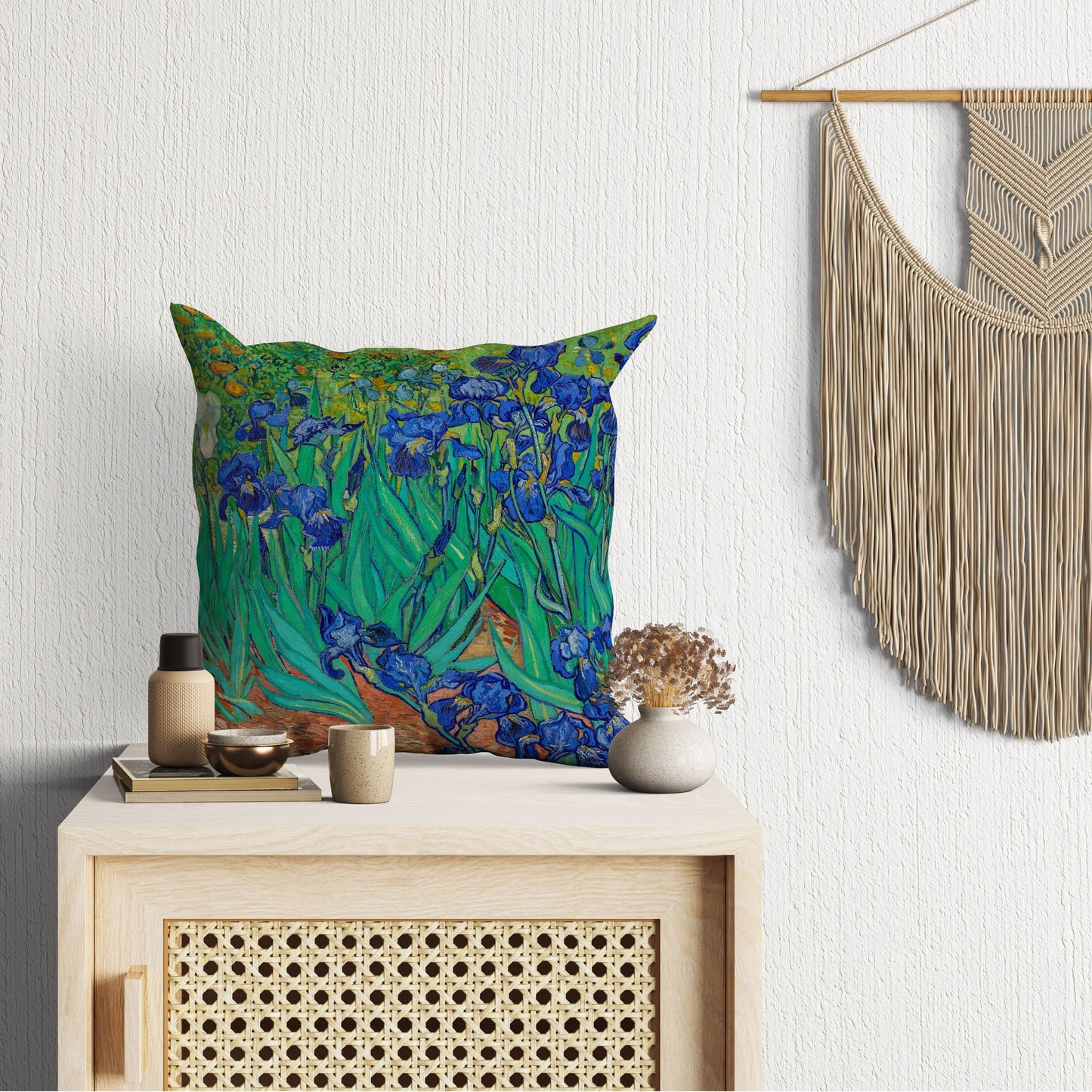 Vincent Van Gogh Irises Famous Art Decorative Pillow, Abstract Pillow, Soft Pillow Cases, Green Pillow Cases, Farmhouse Pillow, Holiday Gift