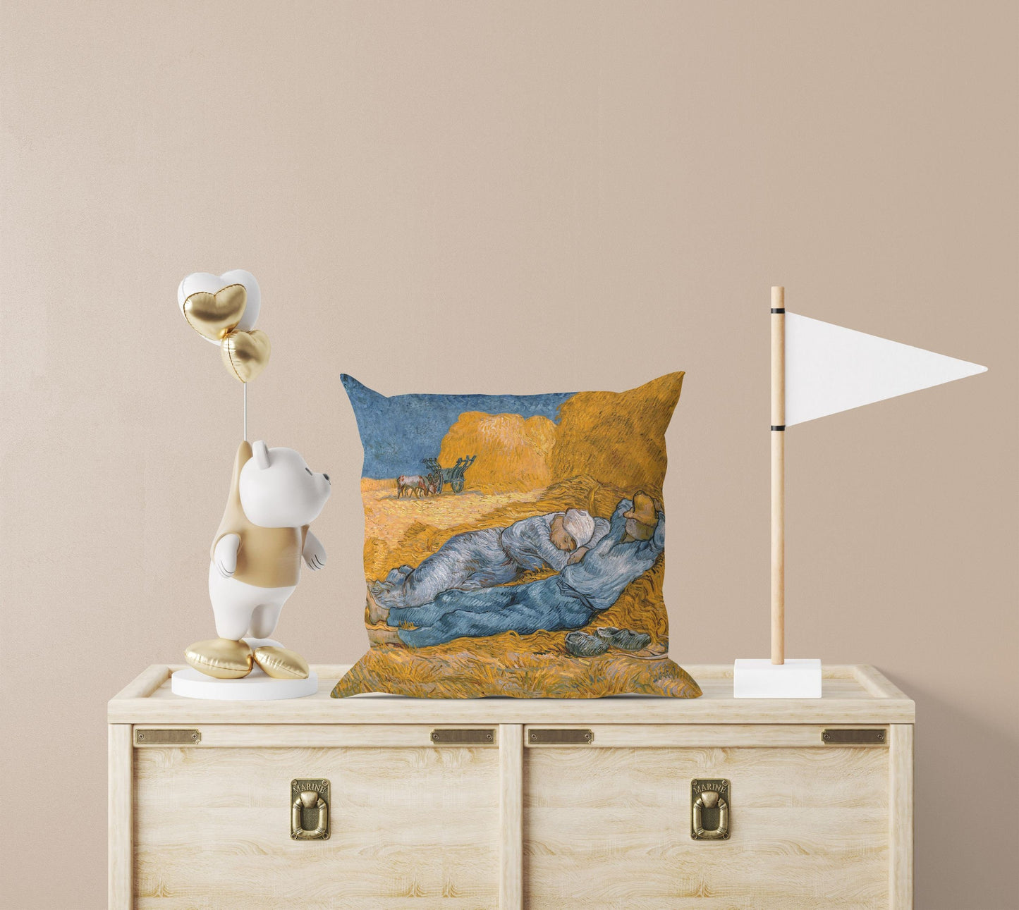 Vincent Van Gogh Noon Rest From Work Famous Art Throw Pillow Cover, Abstract Pillow, Art Pillow, Square Pillow, Playroom Decor, Sofa Pillows