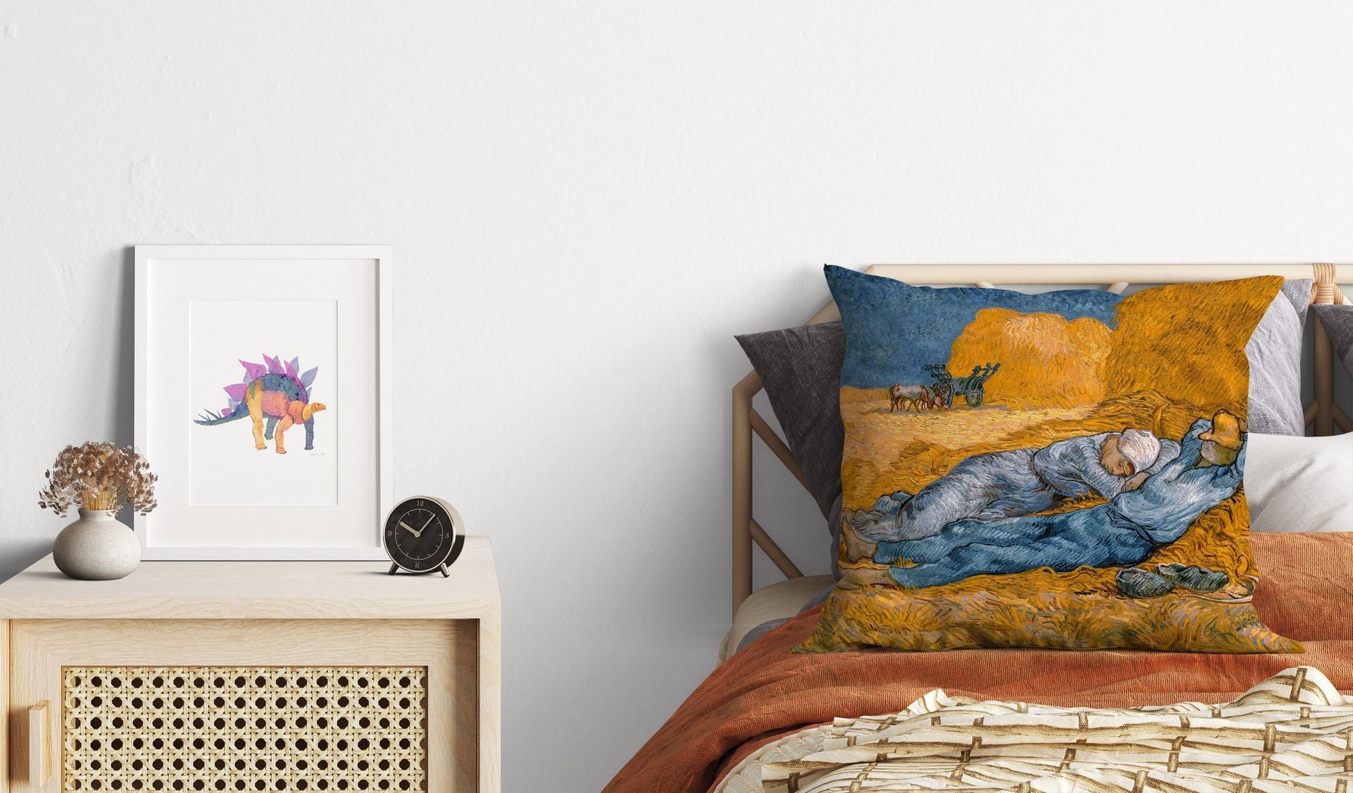 Vincent Van Gogh Noon Rest From Work Famous Art Throw Pillow Cover, Abstract Pillow, Art Pillow, Square Pillow, Playroom Decor, Sofa Pillows
