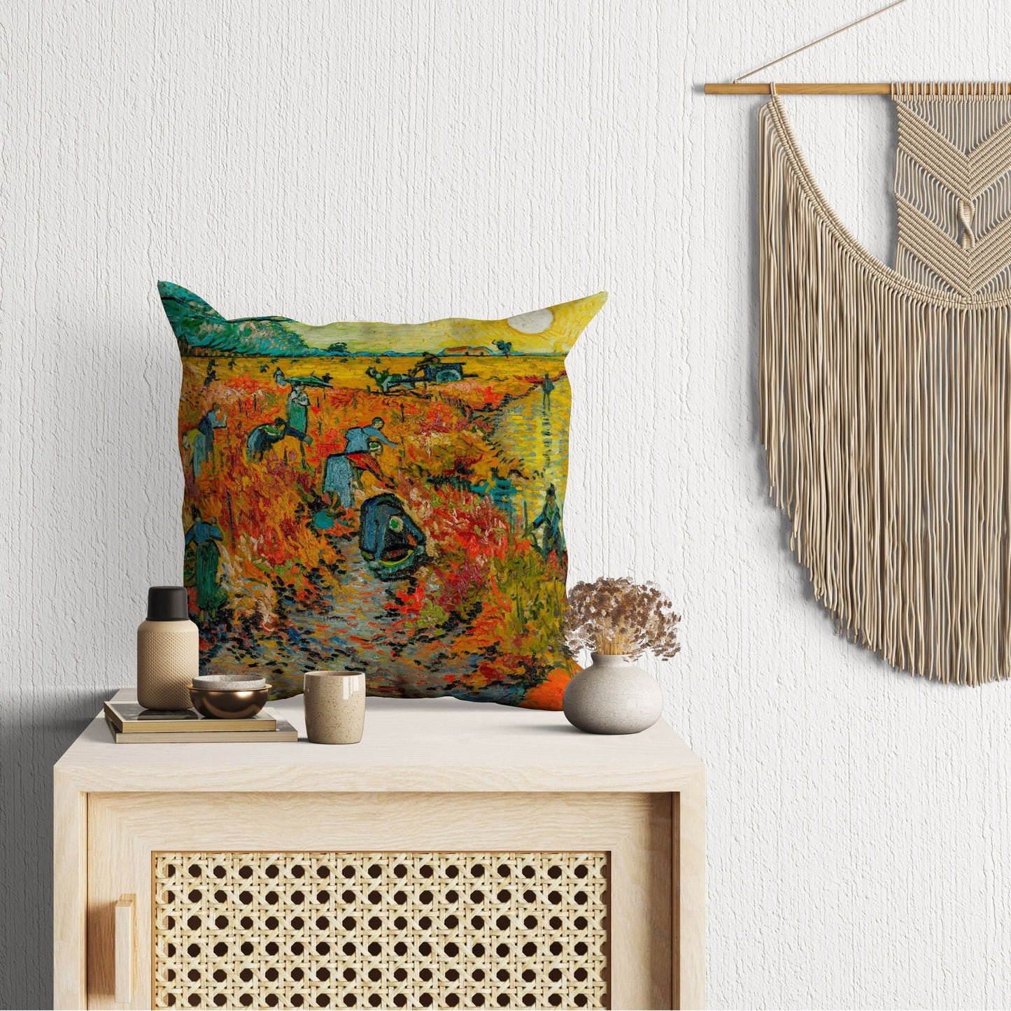Vincent Van Gogh Red Vineyard At Arles Famous Art, Toss Pillow, Abstract Throw Pillow Cover, Designer Pillow, Orange Pillow, Farmhouse Decor