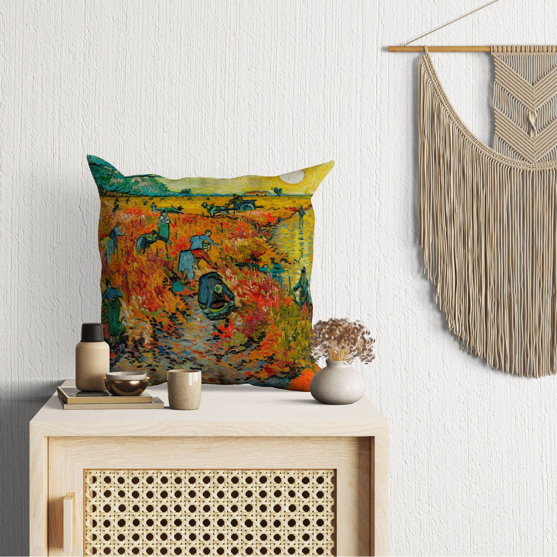 Vincent Van Gogh Red Vineyard At Arles Famous Art, Toss Pillow, Abstract Throw Pillow Cover, Designer Pillow, Orange Pillow, Farmhouse Decor