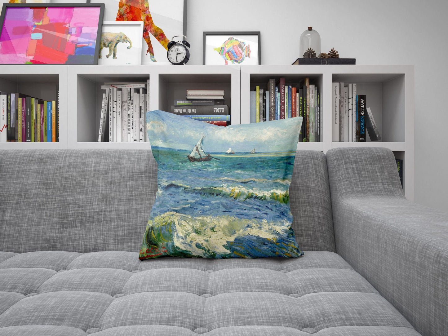 Vincent Van Gogh Seascape Near Les Saintes-Maries-De-La-Mer Famous Painting, Throw Pillow Cover, Abstract Throw Pillow Cover, Artist Pillow