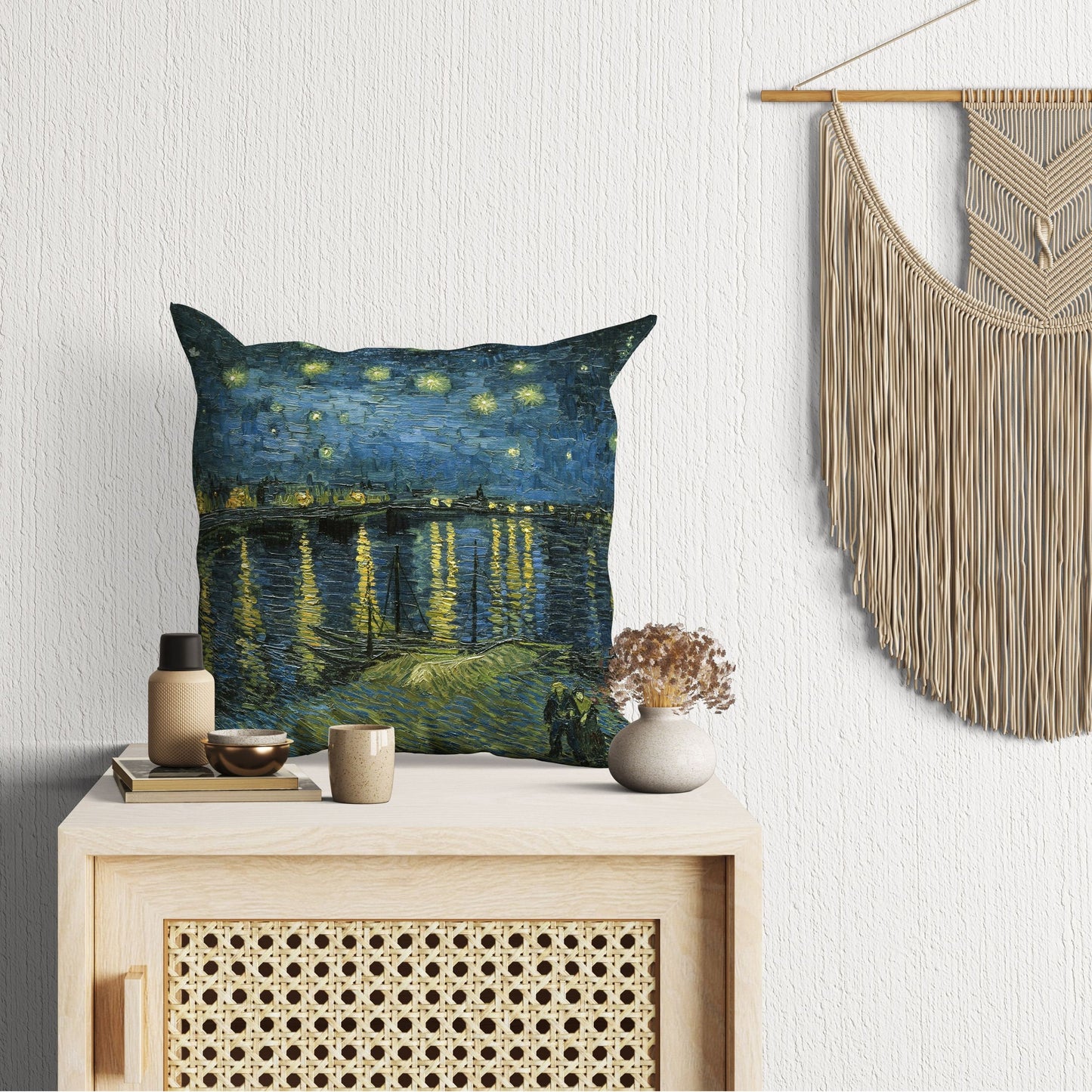 Vincent Van Gogh Starry Night Over The Rhone Famous Painting, Toss Pillow, Abstract Throw Pillow, Artist Pillow, Blue Pillow, Modern Pillow