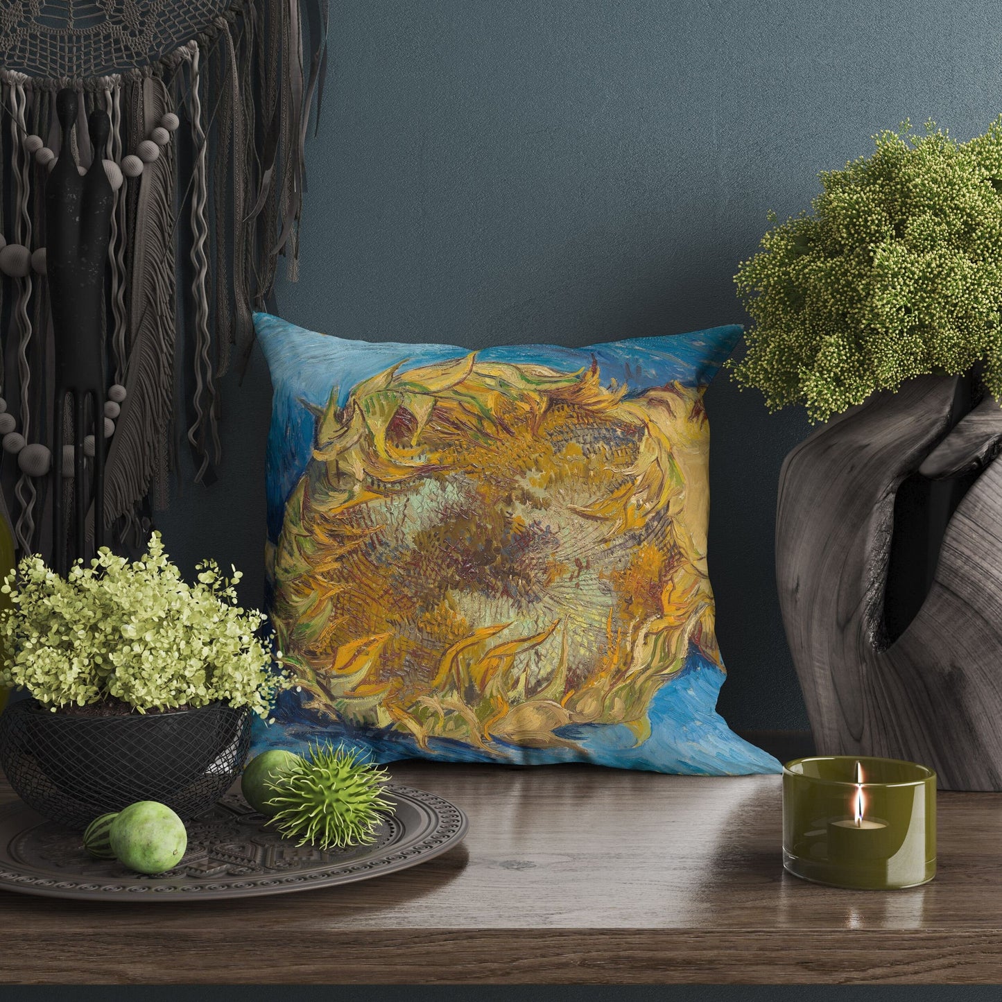 Vincent Van Gogh Sunflowers Famous Painting Throw Pillow Cover, Soft Pillow Cases, Bright Yellow Pillow, Farmhouse Pillow