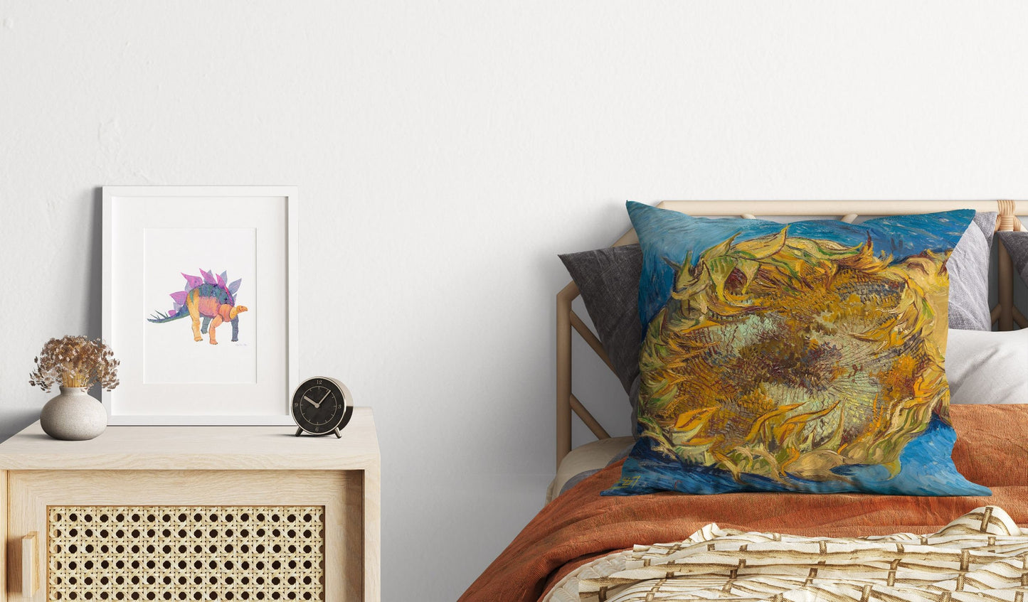Vincent Van Gogh Sunflowers Famous Painting Throw Pillow Cover, Soft Pillow Cases, Bright Yellow Pillow, Farmhouse Pillow