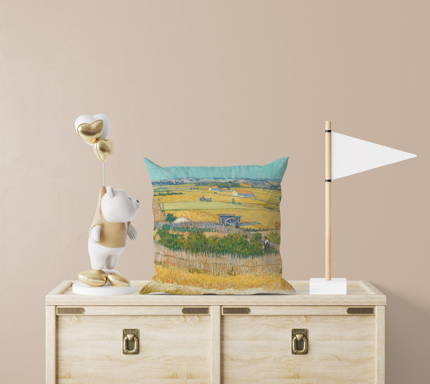 Vincent Van Gogh Famous Painting The Harvest, Decorative Pillow, Abstract Pillow, Art Pillow, Bright Yellow Pillow, Modern Pillow