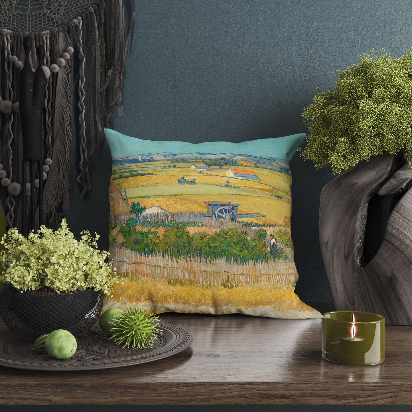 Vincent Van Gogh Famous Painting The Harvest, Decorative Pillow, Abstract Pillow, Art Pillow, Bright Yellow Pillow, Modern Pillow