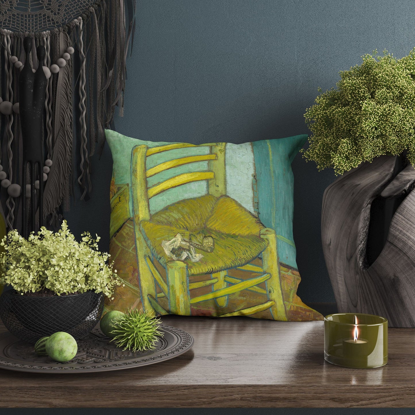 Vincent Van Gogh Famous Art Emty Chair 1888, Throw Pillow Cover, Abstract Throw Pillow, Post-Impressionist Pillow, 22X22 Pillow Cover