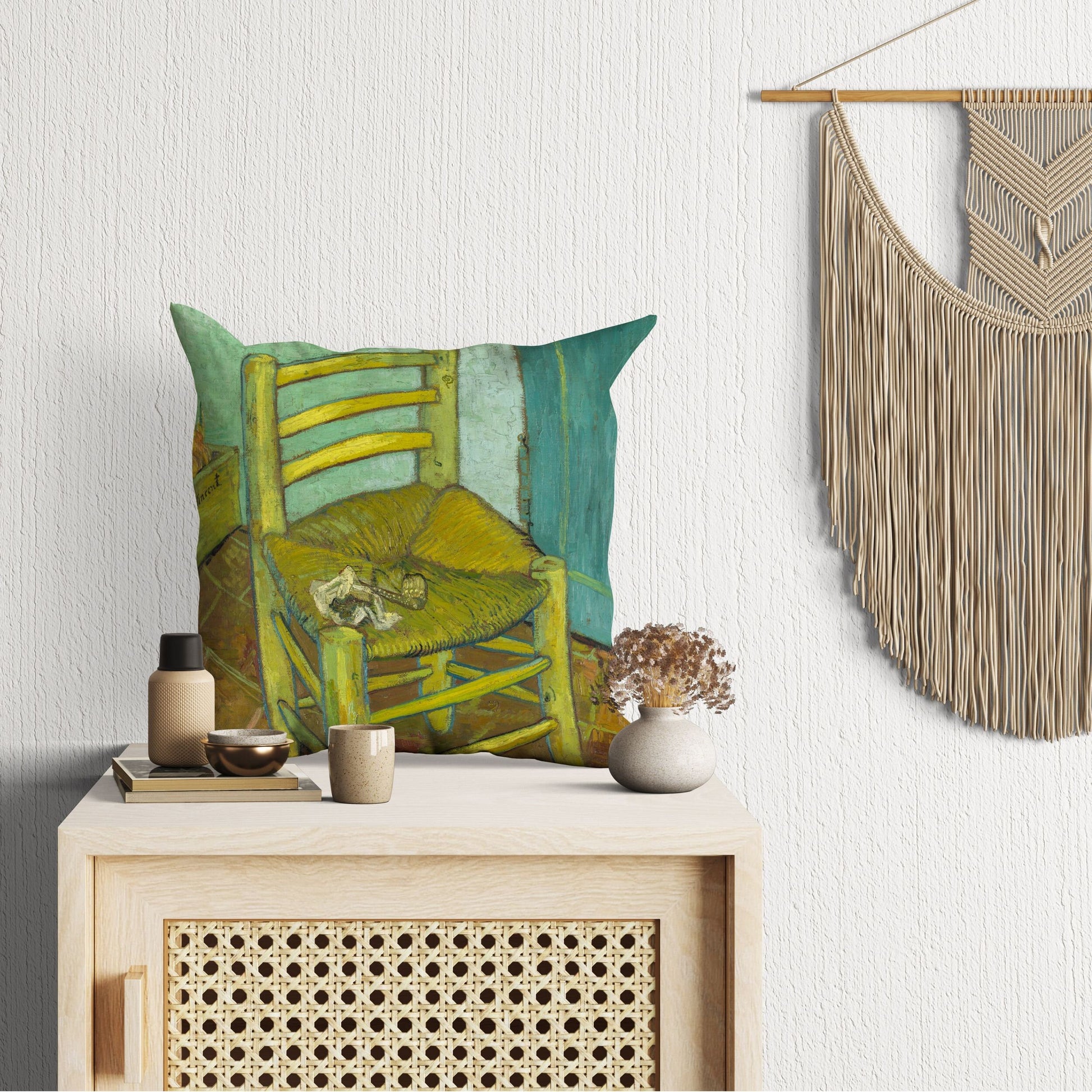 Vincent Van Gogh Famous Art Emty Chair 1888, Throw Pillow Cover, Abstract Throw Pillow, Post-Impressionist Pillow, 22X22 Pillow Cover