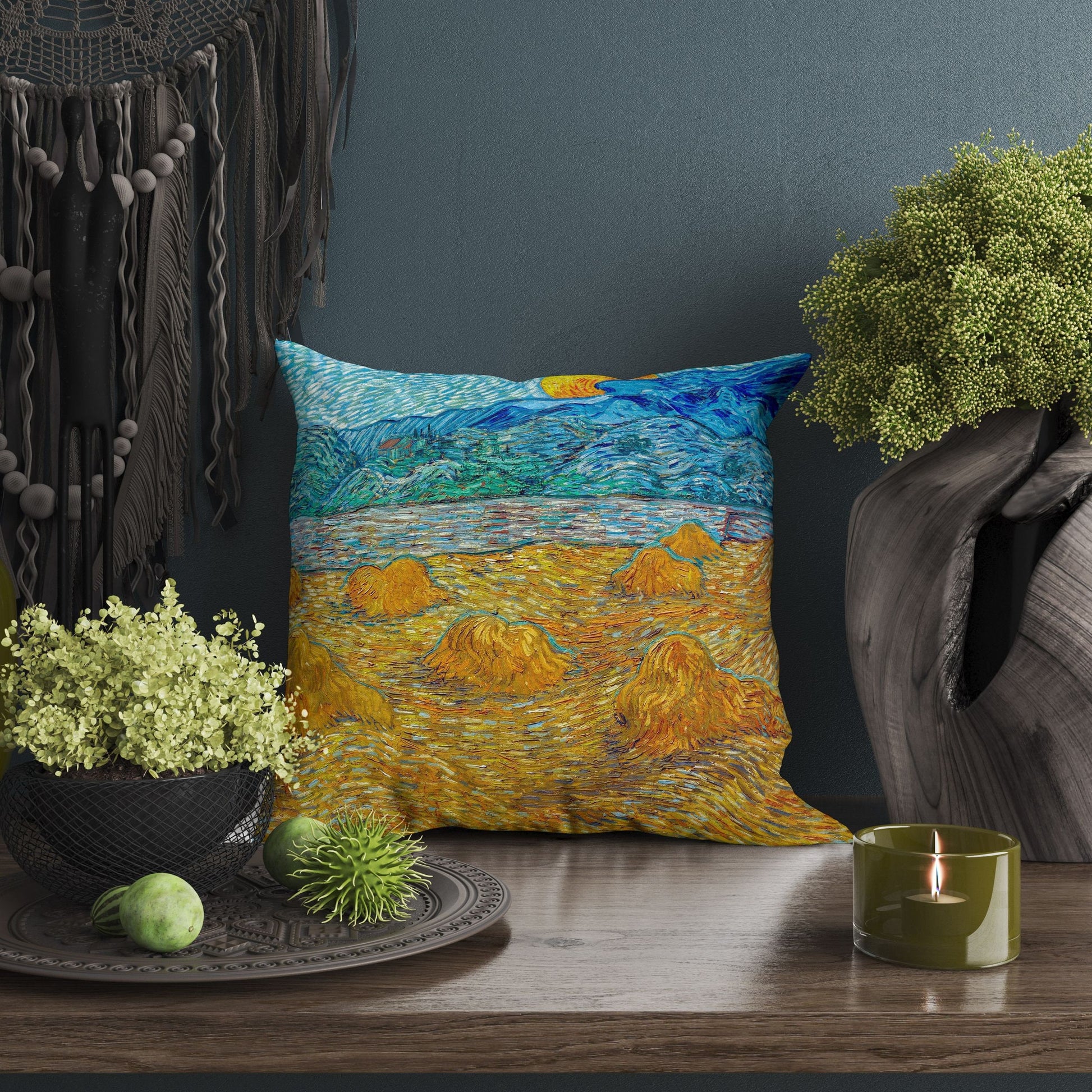 Vincent Van Gogh Famous Art Evening Landscape With Rising Moon, Decorative Pillow, Throw Pillow, Soft Pillow Cases, Contemporary Pillow