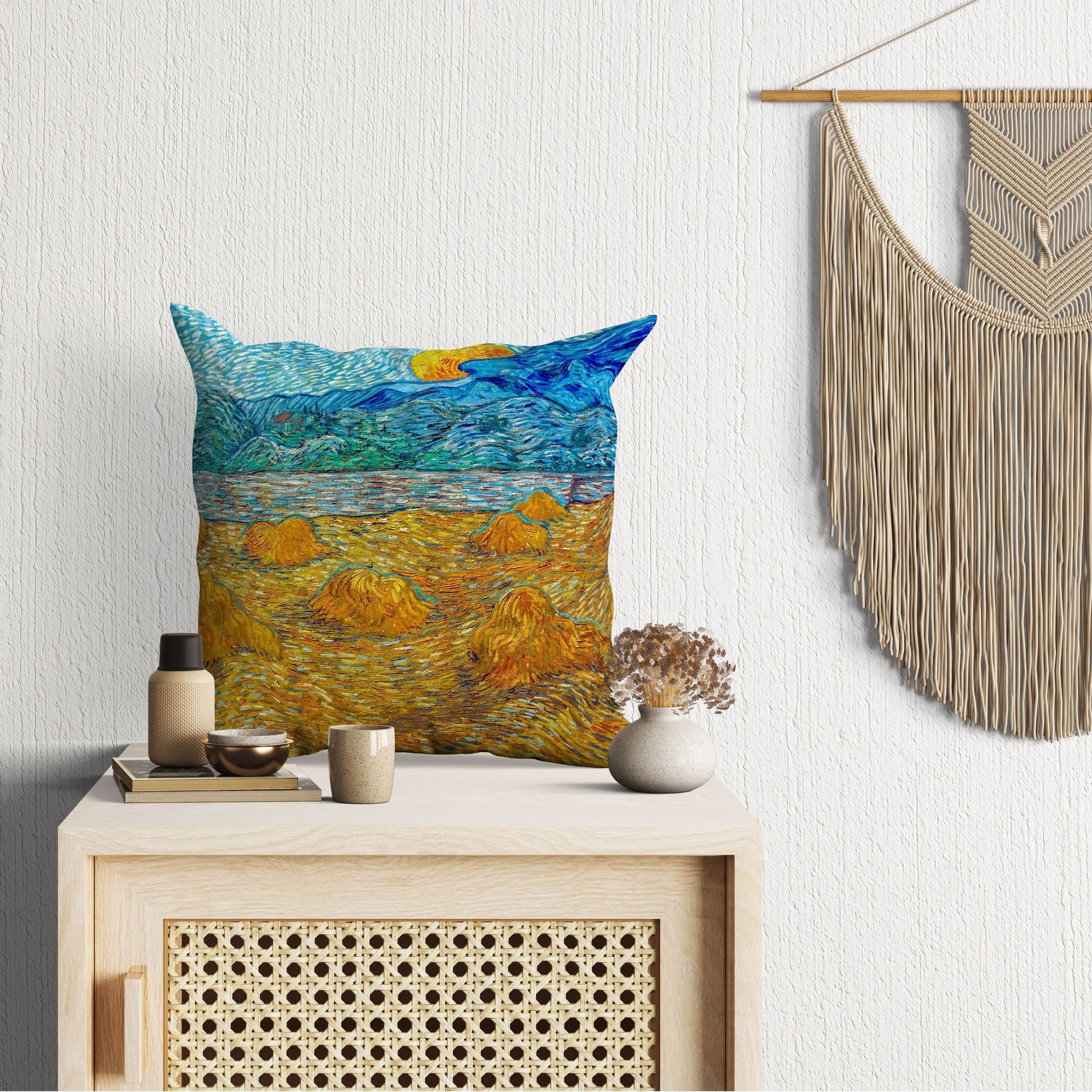 Vincent Van Gogh Famous Art Evening Landscape With Rising Moon, Decorative Pillow, Throw Pillow, Soft Pillow Cases, Contemporary Pillow
