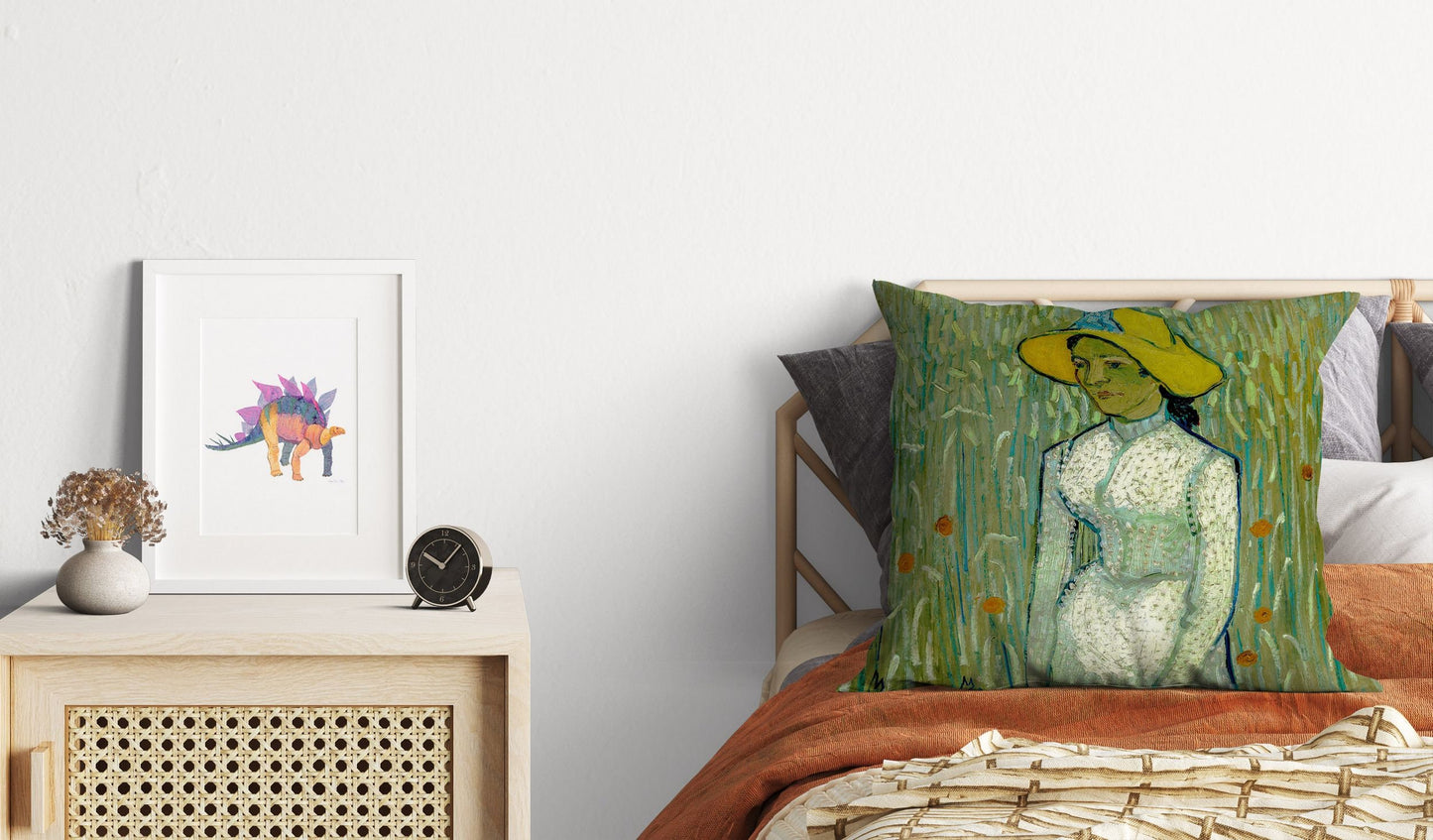 Vincent Van Gogh Famous Art Girl In White, Toss Pillow, Abstract Pillow, Art Pillow, Green Pillow Cases, 22X22 Pillow Cover, Sofa Pillows