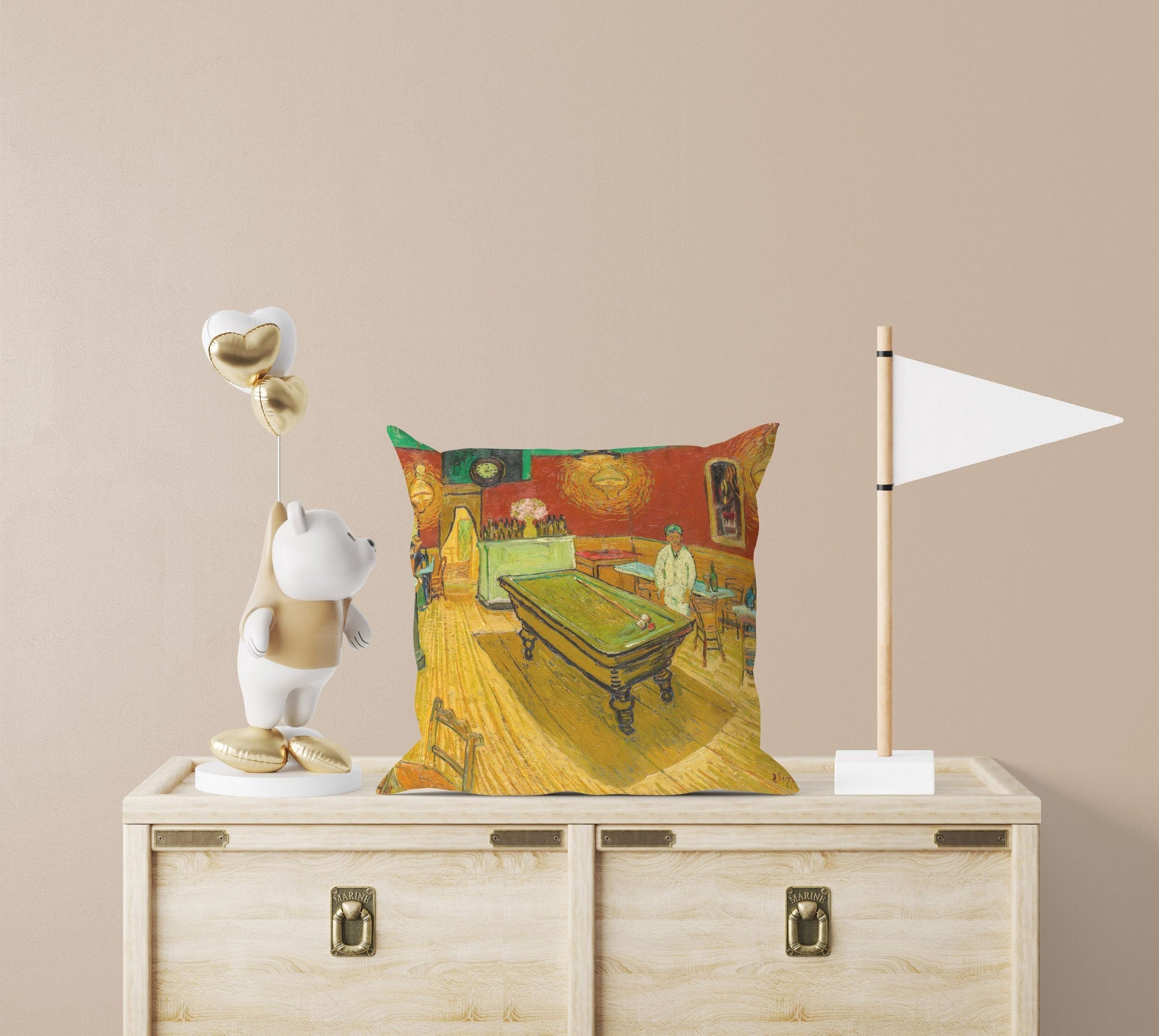 Vincent Van Gogh Famous Art Night Café, Throw Pillow, Abstract Throw Pillow Cover, Contemporary Pillow, 22X22 Pillow Cover