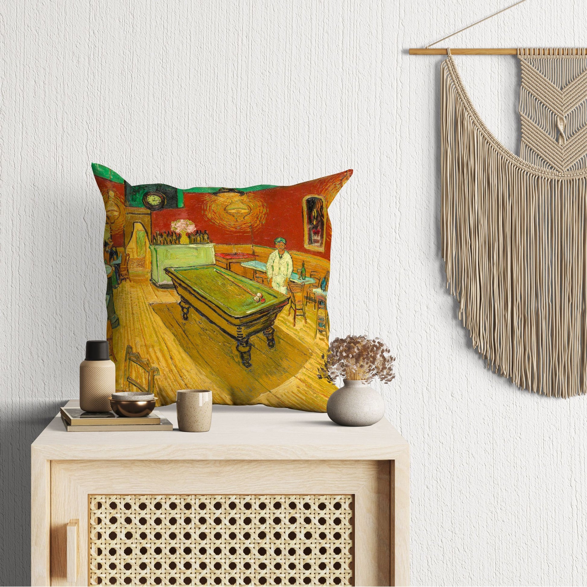 Vincent Van Gogh Famous Art Night Café, Throw Pillow, Abstract Throw Pillow Cover, Contemporary Pillow, 22X22 Pillow Cover