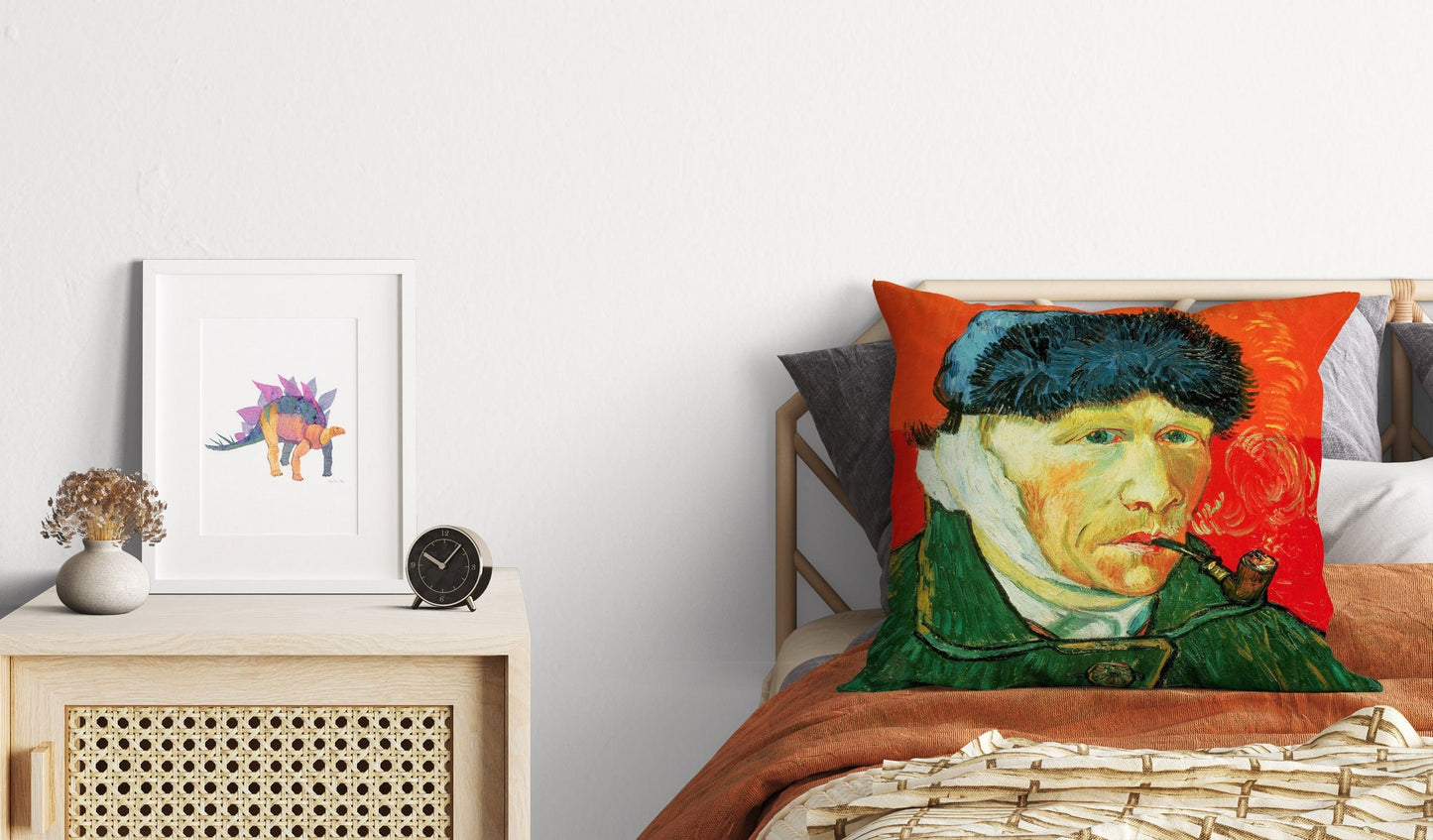 Vincent Van Gogh Famous Art Self-Portrait With Bandaged Ear And Pipe, Toss Pillow, Abstract Pillow, Art Pillow, 18 X 18 Pillow Covers