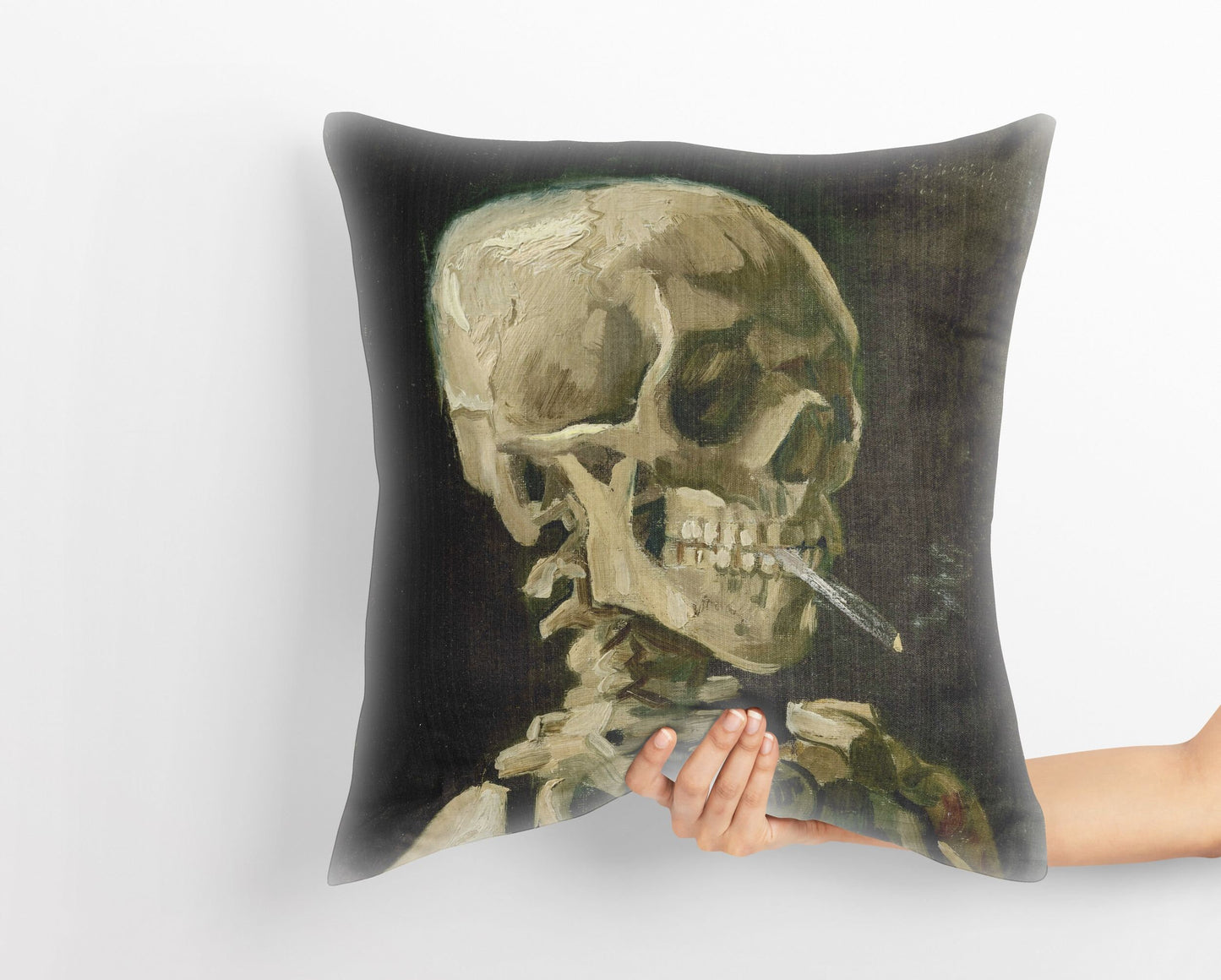 Vincent Van Gogh Famous Art Skull With Burning Cigarette, Decorative Pillow, Abstract Pillow, Art Pillow, Post-Impressionist Pillow