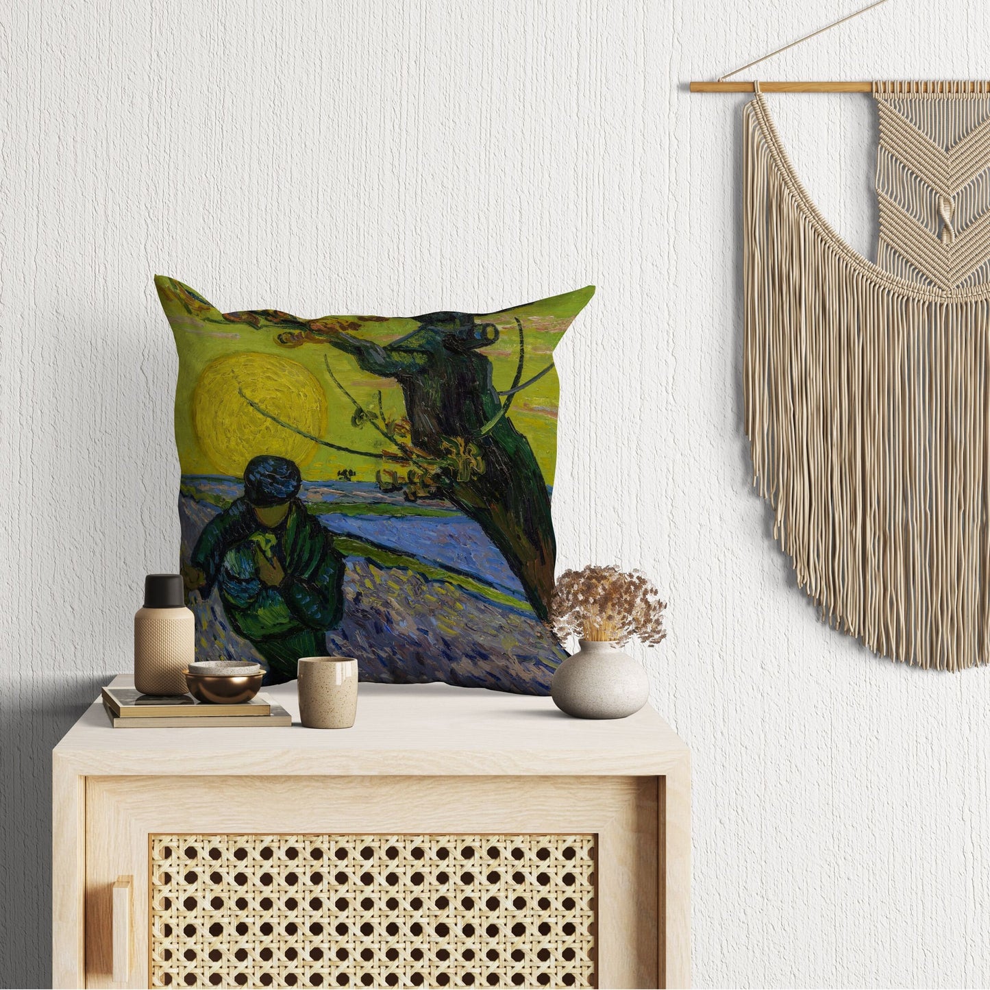 Vincent Van Gogh Famous Art The Sower, Tapestry Pillows, Abstract Pillow, Soft Pillow Cases, Contemporary Pillow, Large Pillow Cases