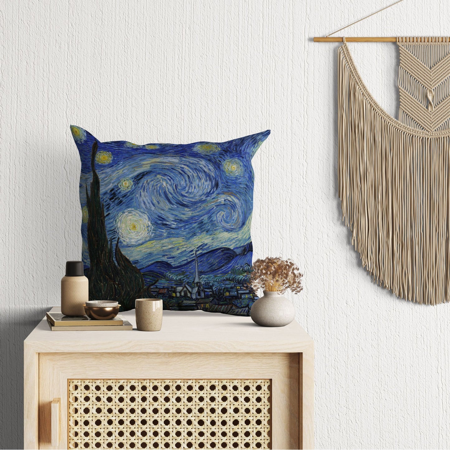 Vincent Van Gogh Starry Night Throw Pillow, Abstract Pillow, Designer Pillow, Blue Pillow, Modern Pillow, 18 X 18 Pillow Covers
