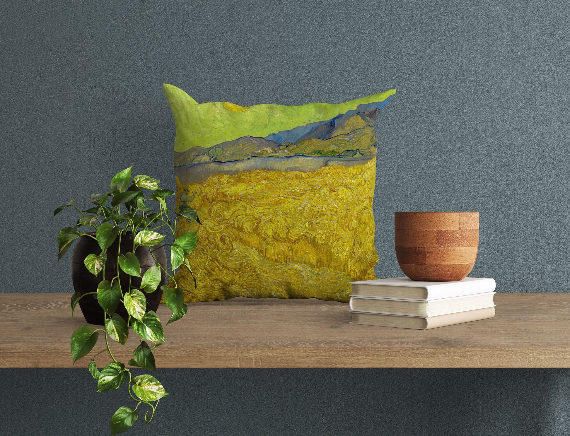 Vincent Van Gogh Wheatfield With A Reaper, Throw Pillow, Abstract Throw Pillow Cover, Art Pillow, Bright Yellow Pillow, Farmhouse Decor