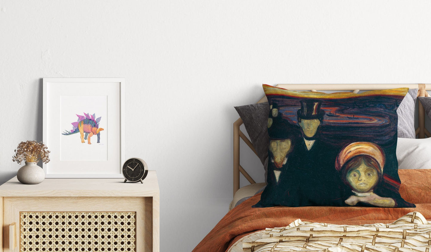Edvard Munch Famous Art Anxiety, Pillow Case, Abstract Pillow, Soft Pillow Cases, Square Pillow, Playroom Decor, Indoor Pillow Cases